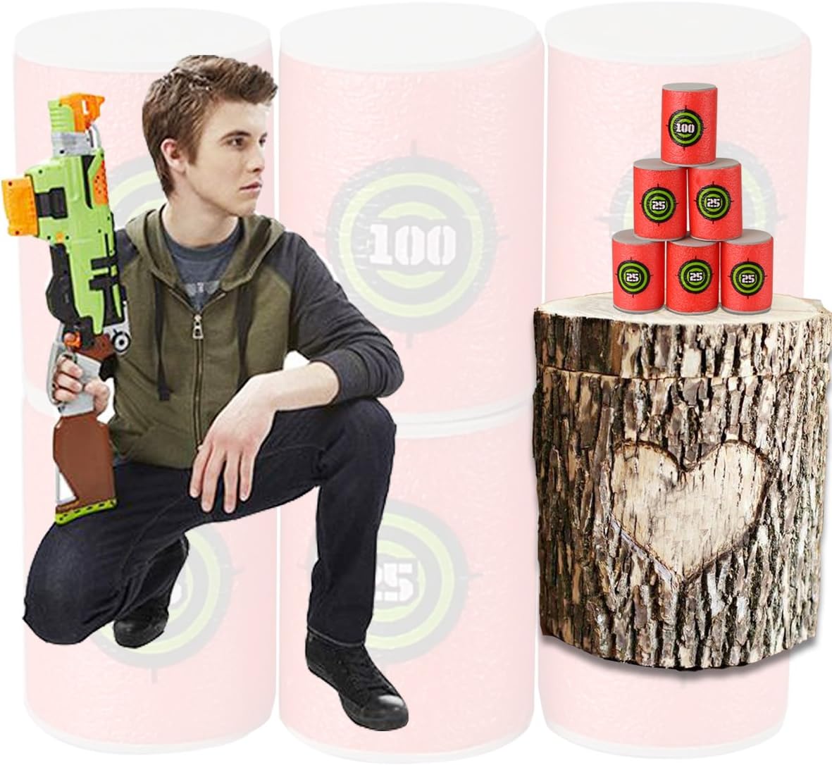 Dreampark Bullet Darts Target for Nerf: 24pcs Soft EVA Nerf Targets | Targets for N-Strike Elite Series Blasters - Red Foam Can Target for Kids Boys