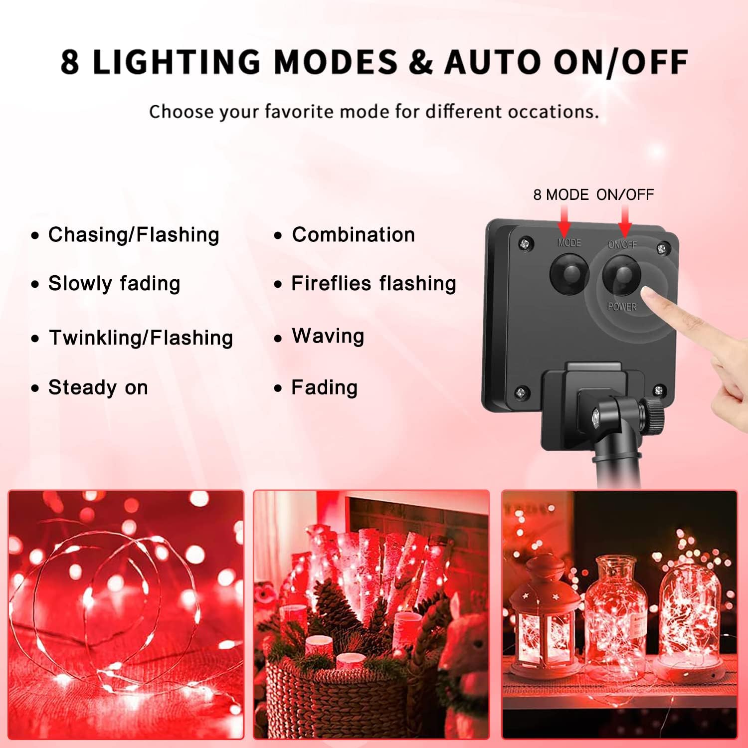 JMEXSUSS 2 Pack Solar String Lights Outdoor Total 66FT 200LED Fairy Lights | Outdoor Waterproof, 8 Modes Solar Christmas Lights for Outside Garden Tree Patio Yard Wedding Christmas Decorations, White