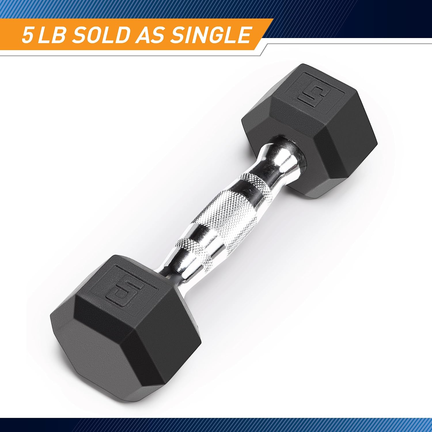 Marcy Classic Rubber Hex Dumbbell with Knurled Grip for Strength Training and Bodybuilding, 5lb - 50lb Single Dumbbell for Exercise & Fitness, Sold Individually