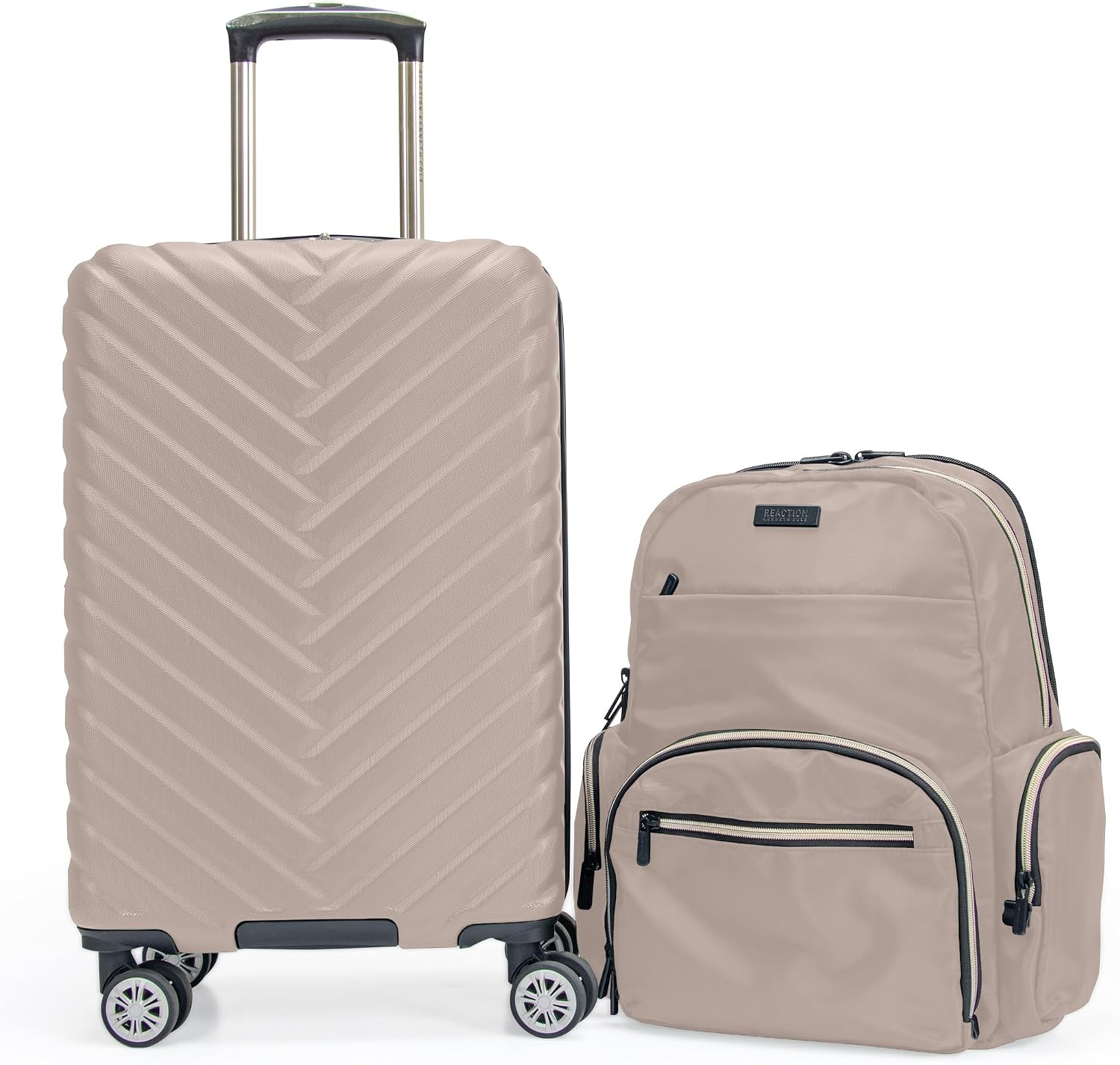 Kenneth Cole REACTION Madison Square Lightweight Hardside Chevron Expandable Spinner Luggage, Black, (28-Inch Checked)