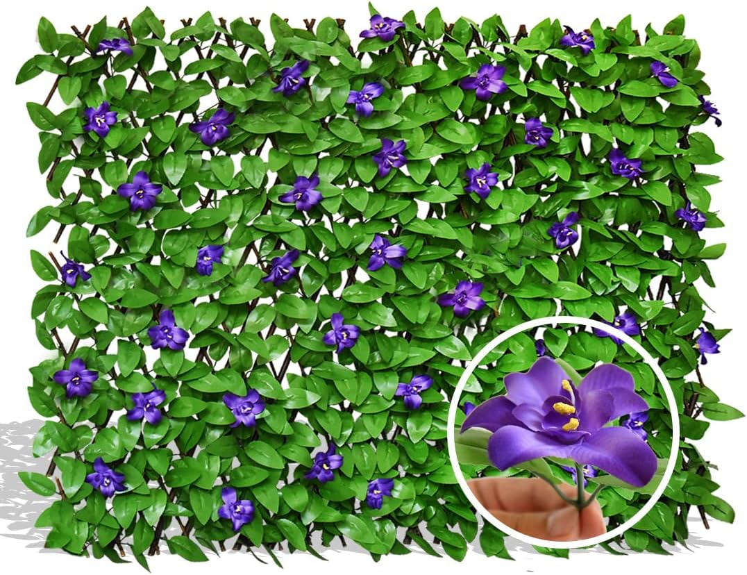 Expandable Fence Privacy Screen for Balcony Patio Outdoor,Decorative Faux Ivy Fencing Panel,Artificial Hedges (Single Sided Leaves)……