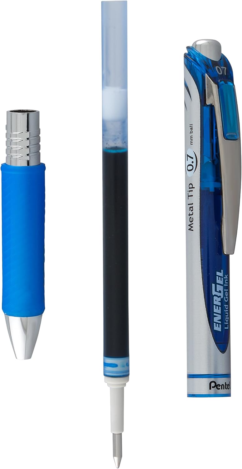 Pentel EnerGel RTX Retractable Liquid Gel Pen, (0.7mm), Medium Line, Metal Tip, Black Ink, Pack of 6 (BL77BP6A)