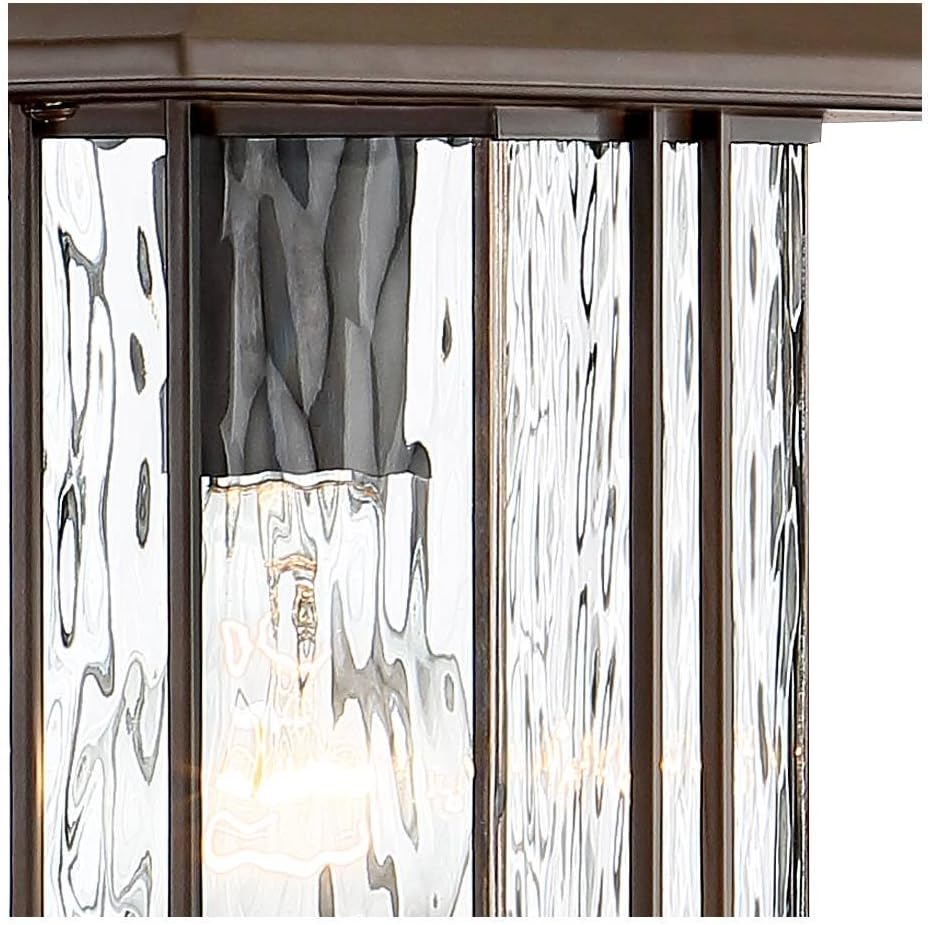 Deaver 15 1/4" Rubbed Bronze Motion Sensor Outdoor Wall Light Fixture | Modern Oil Clear Water Glass Lantern Dusk to Dawn Security Exterior House