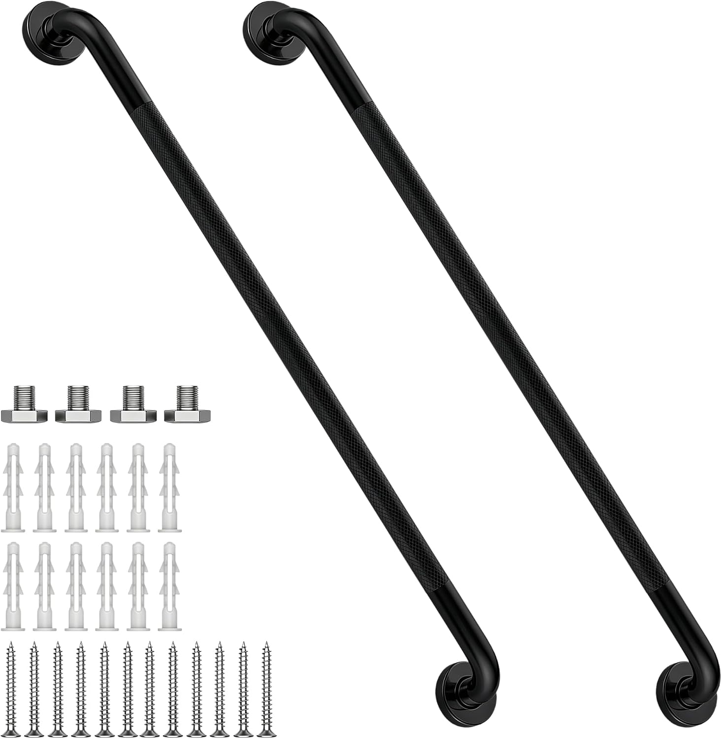 12 Inch Shower Grab Bar 1.25" Dia,Brushed Nickel Anti Slip Bathroom Grab Bar, 304 Stainless Steel Knurled Handicap Grab Bars, Safety Support Handrail,Bath Shower Handle for Elderly Injury Senior