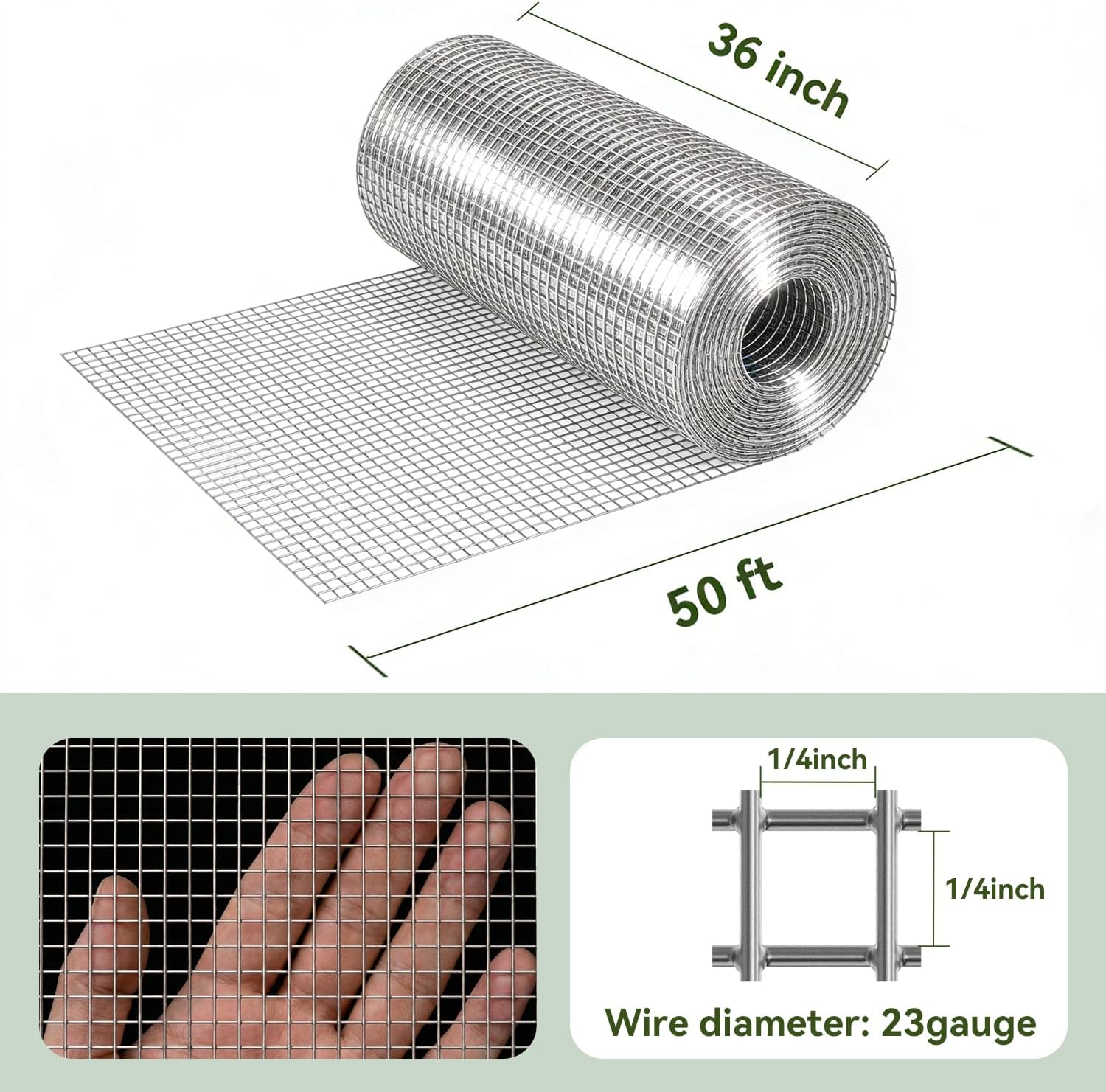 Amagabeli Hardware Cloth 1/2 inch 36 x 100 ft 19 Gauge Chicken Wire Fence Hot-Dipped Galvanized After Welding Welded Wire Fencing Mesh Roll Garden Plant Support Poultry Rabbit Cage Snake Gopher