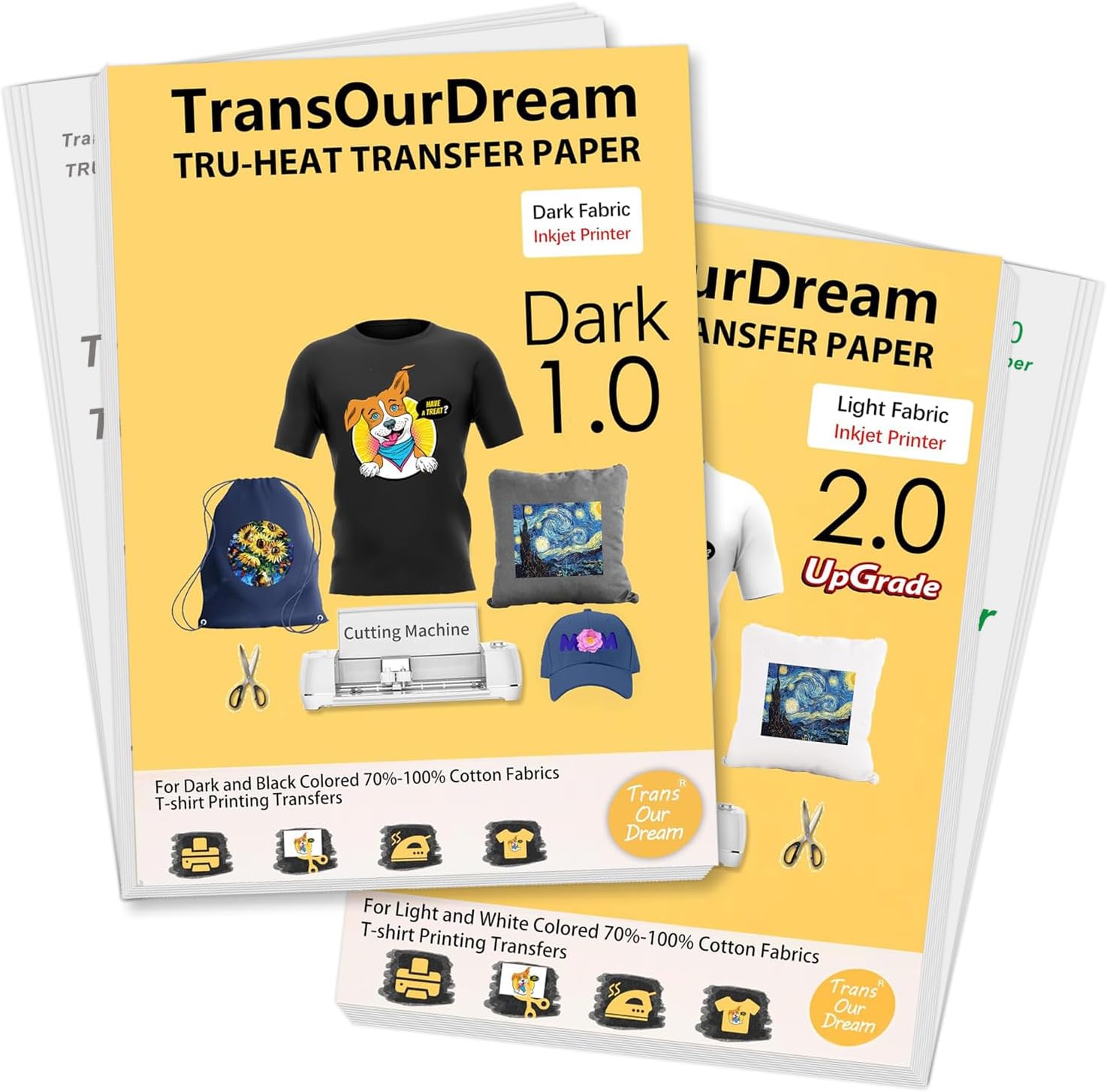 TransOurDream Upgraded Iron on Heat Transfer Paper for T Shirts (8.5x11''