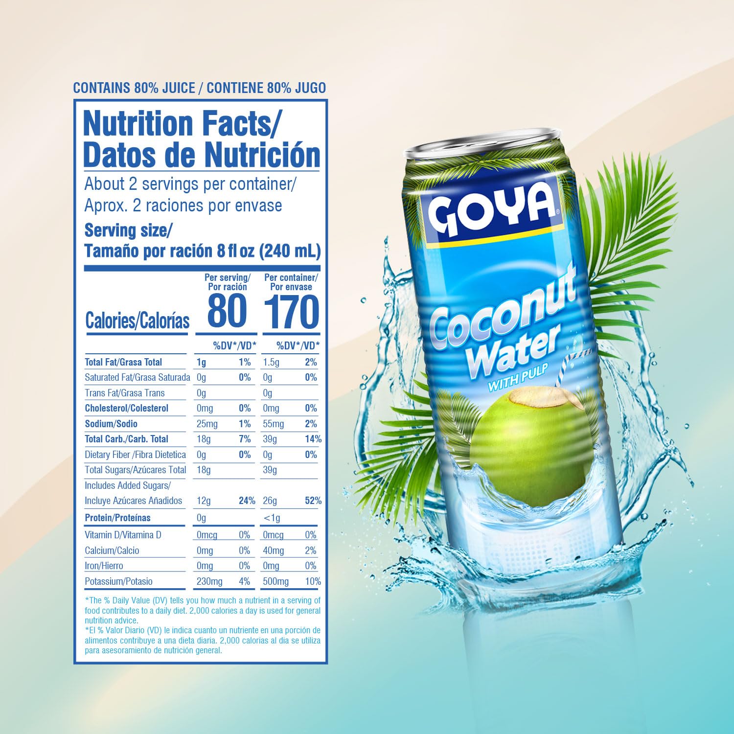 Goya Foods Coconut Water with Pulp, 17.6 Ounce (Pack of 12)