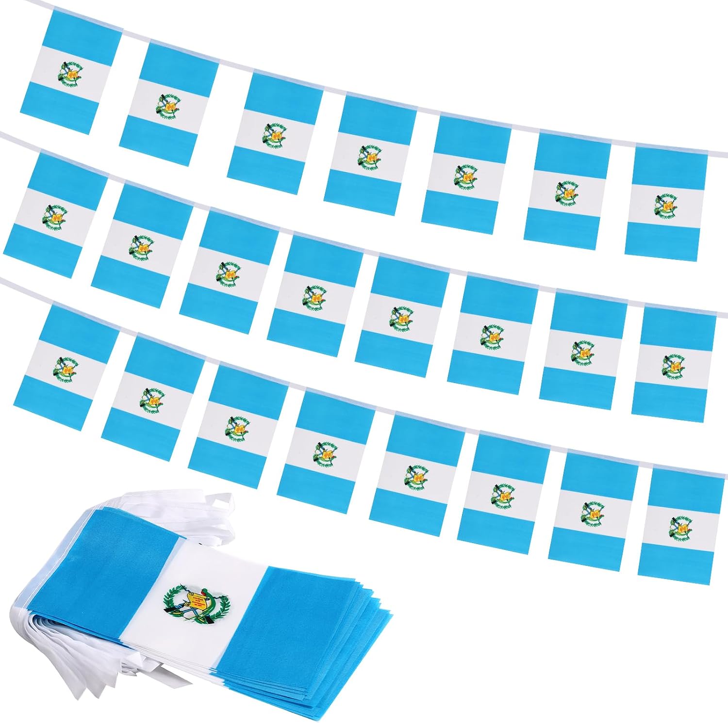 Nicaragua Flag Banner, Small Mini Nicaraguan Flags Patriotic Decoration for Party, Classroom, Sports Events, 33 Feet 30 Flags