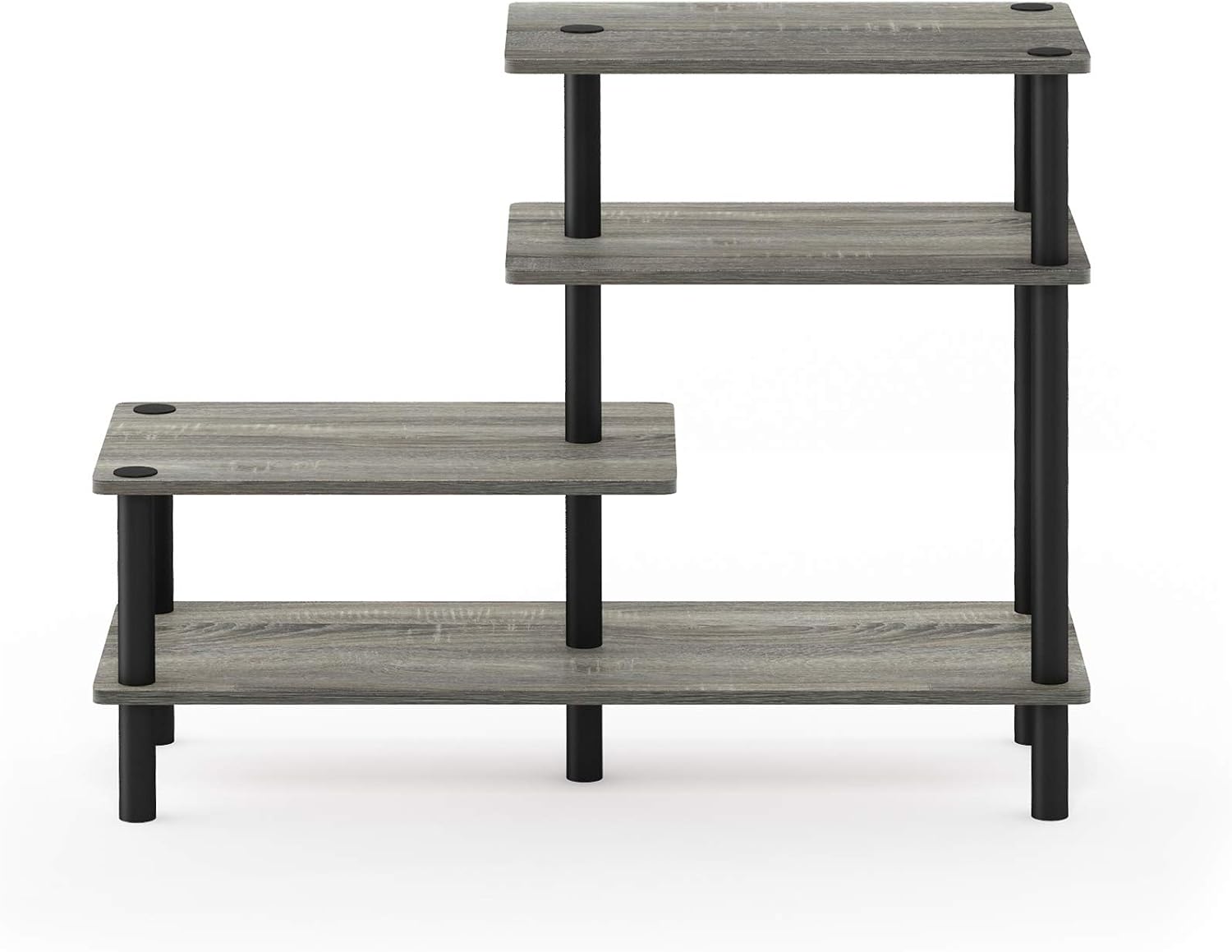 Furinno TURN-N-TUBE Storage Shelves, 3-Tier 47.4 Wide Book Shelf, Corner Shelf, Toolless Open Shelves, for Organization and Storage, Living Room, Garage, Home Office, Black