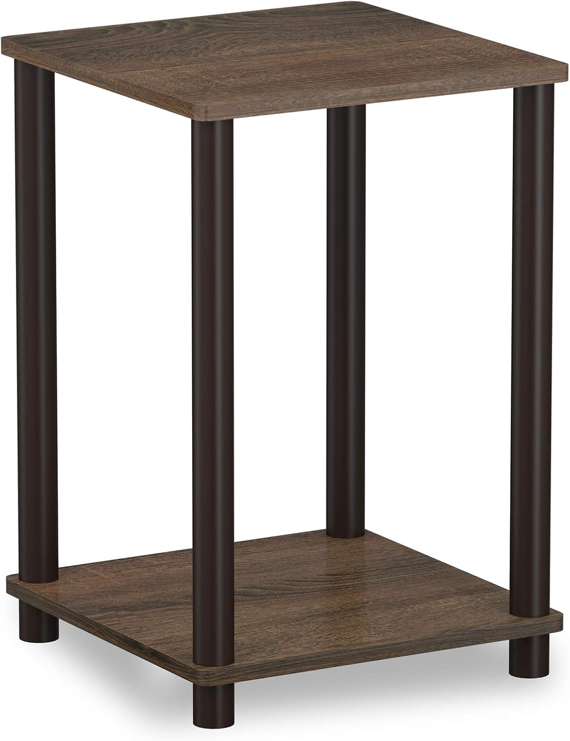 Furinno Turn-N-Tube End Table Corner Shelves, Set of 2, Dark Cherry/Black | Stackable Modern End Table with Open Shelf, Night Stand, Bedside Table, for Living Room, Bedroom