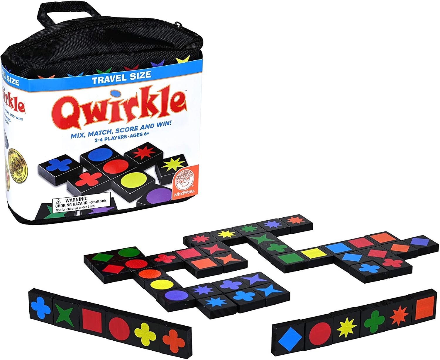 Mindware | Qwirkle: Travel (NEW) | Board Game | Ages 6+ | 2-4 Players | 45 Minutes Playing Time