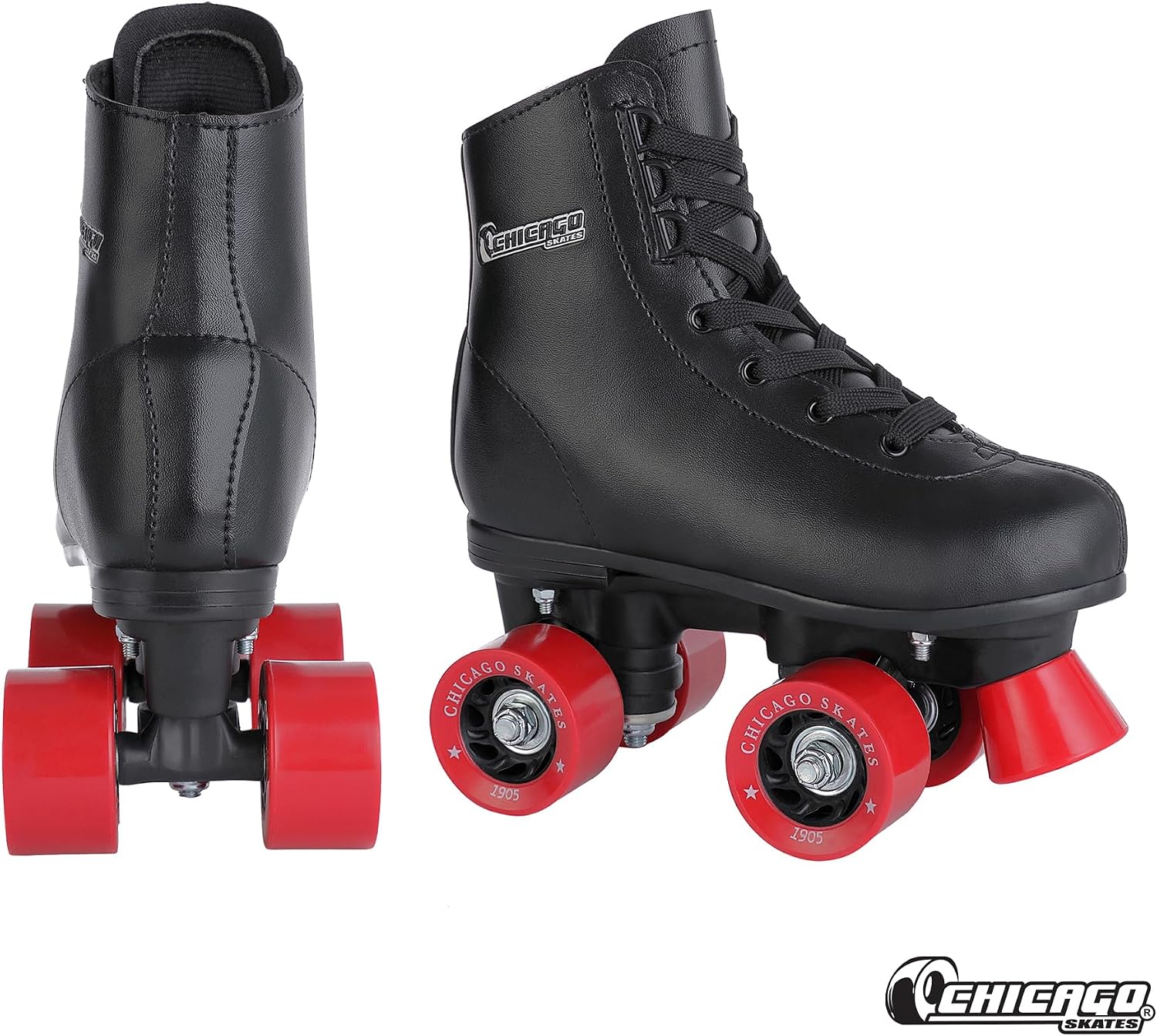 Chicago Rink Roller Skates for Girls & Boys – Durable Top Performance Indoor/Outdoor Use Skate Shoes with Padded Ankle Collar, Lace-Up & Velcro Strap – 54mm Urethane Wheels, Semi-Precision Bearings