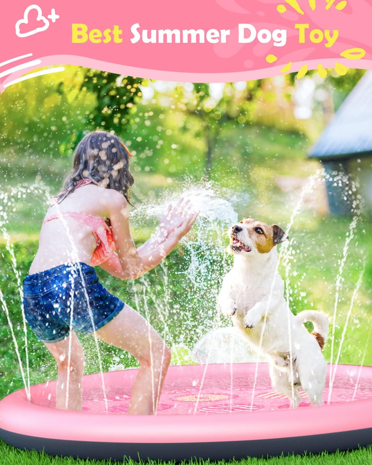 Peteast Dog Pool, Anti-Slip Splash Pad for Dogs, 67 in, Blue