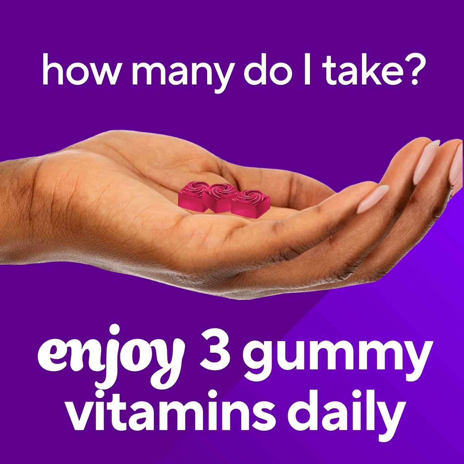 Vitafusion Hair Skin and Nails Gummies | Biotin 5000mcg | 100 Count | Gummy Vitamins for Adult Women & Men | Berry Flavor | Gluten-Free Multivitamin Supplement