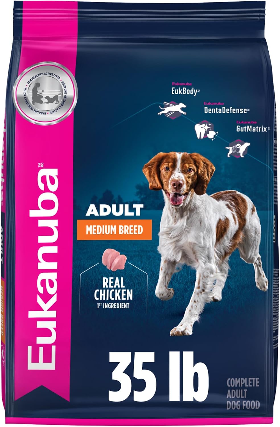 Eukanuba Adult Medium Breed Dry Dog Food, 35 lb bag.