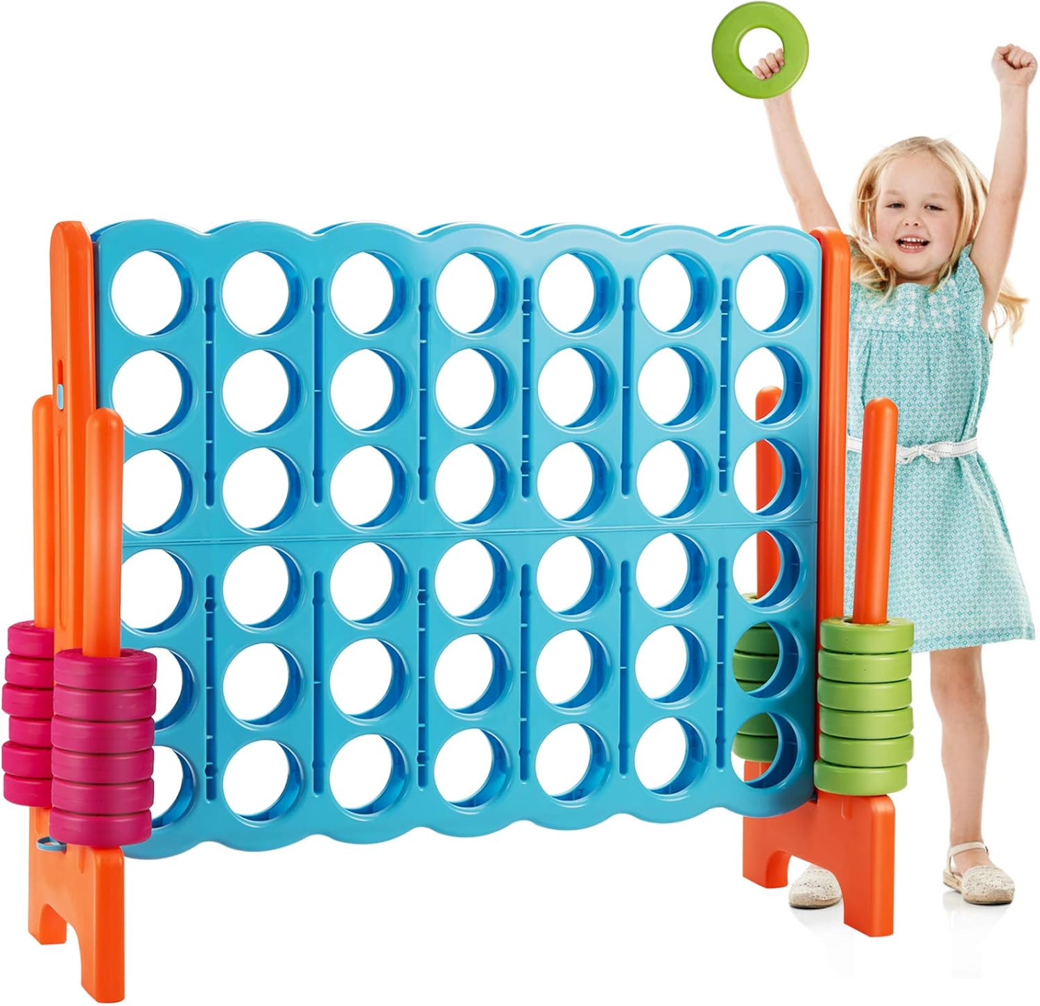 Costzon Giant 4-in-A-Row, Jumbo 4-to-Score Giant Game Set for Kids & Adults, Indoor Outdoor Yard Connect Game