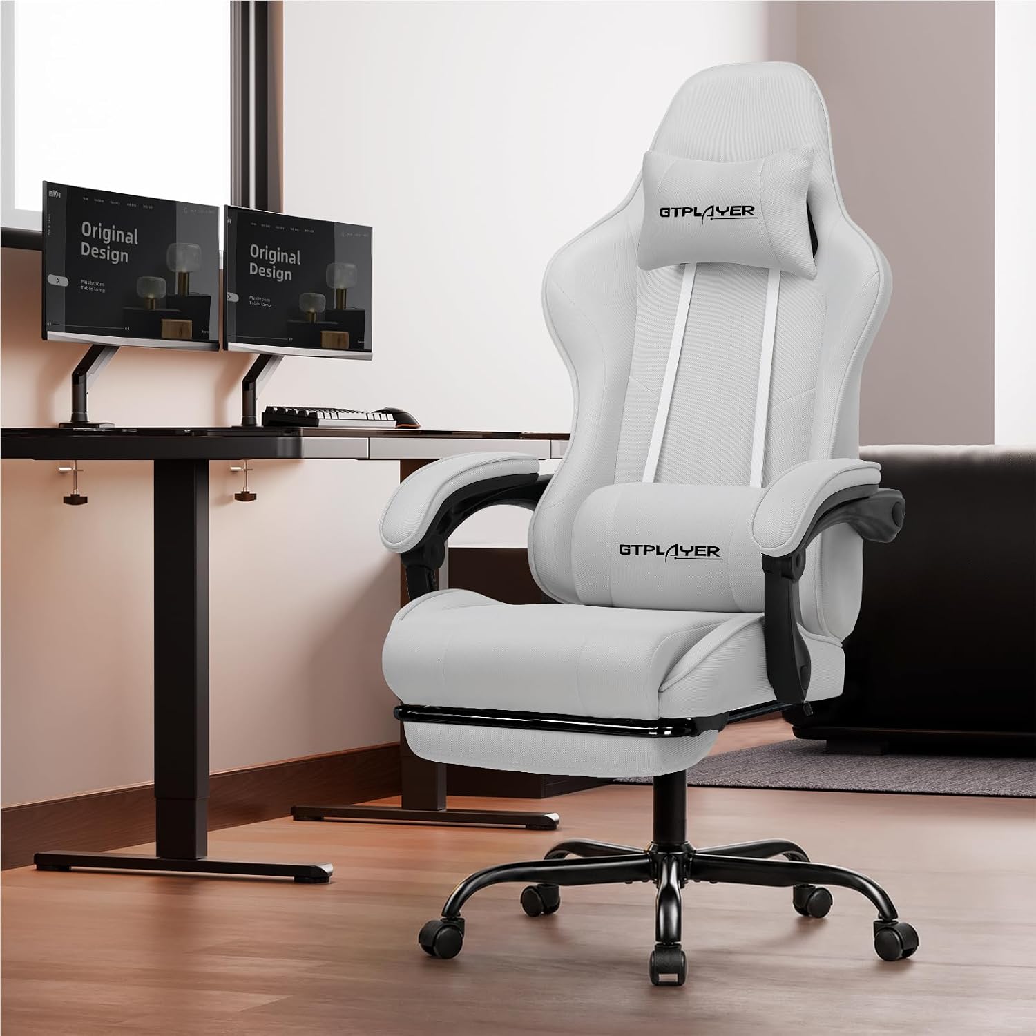 GTPLAYER Gaming Chair, Computer Chair with Footrest and Lumbar Support