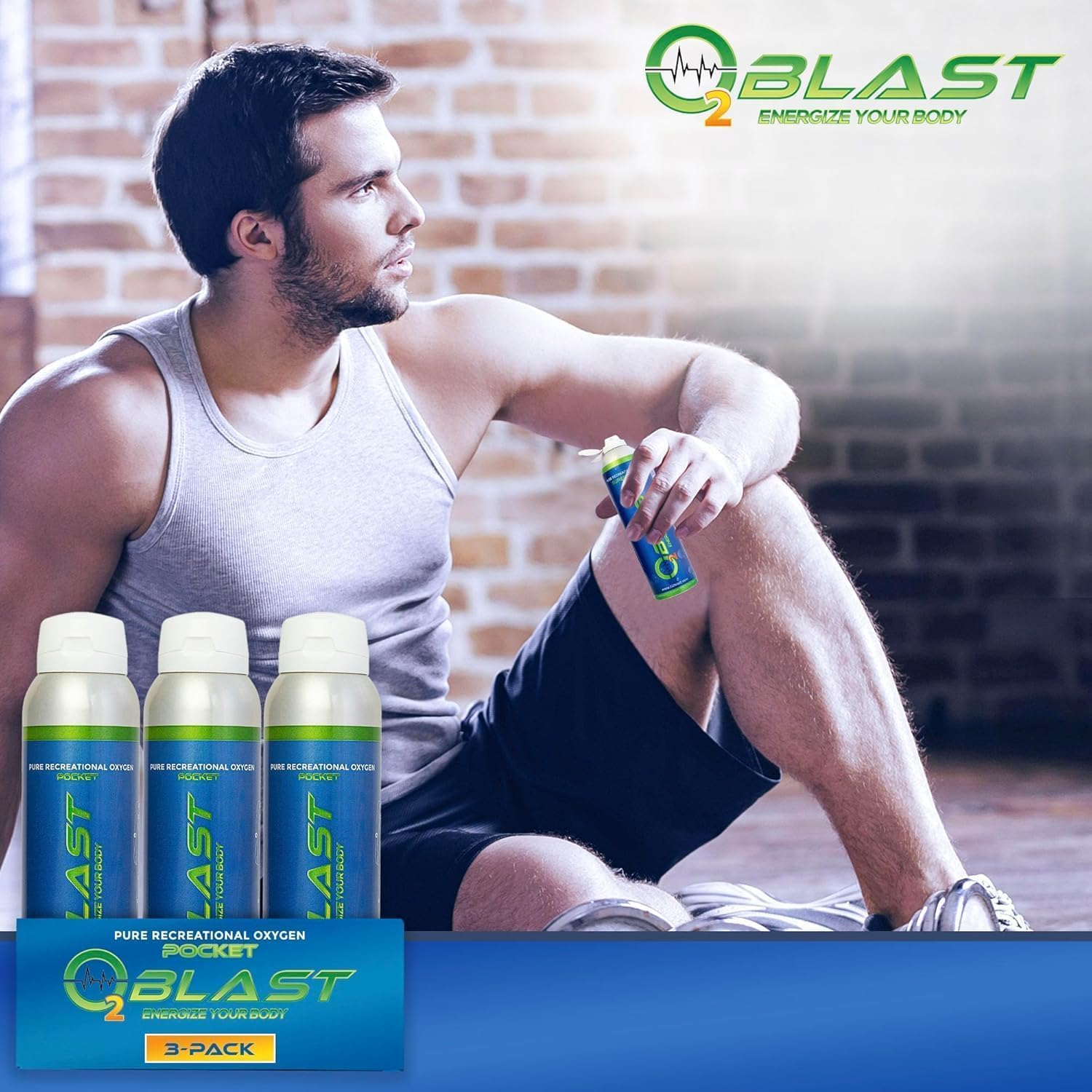 O2 Blast - 4L Portable Oxygen Can with Flip-Top Cap, Compact Design, 6-Pack