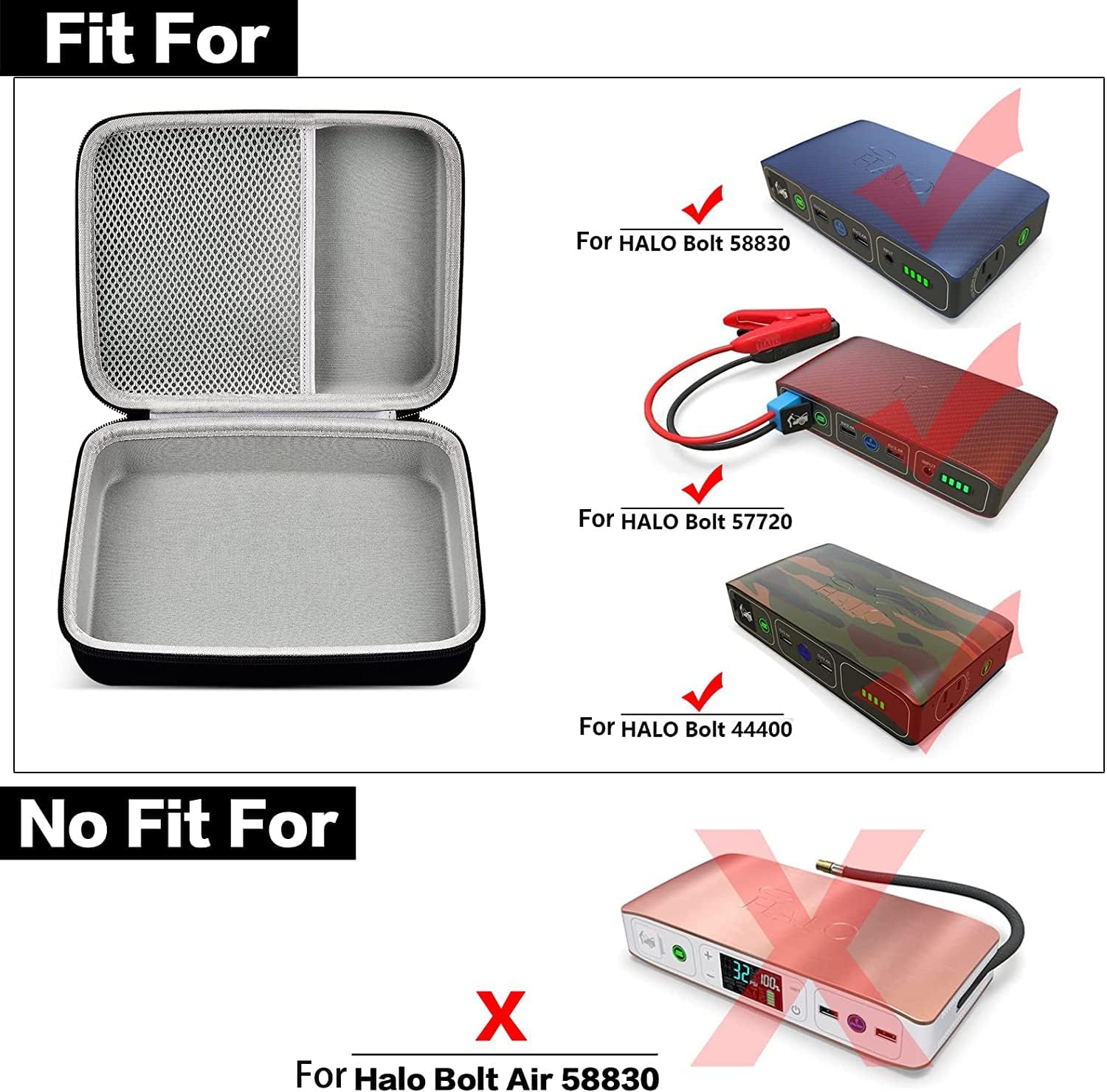 GWCASE Case Compatible with Halo Bolt Air 58830/58830/ 44400/57720 Mwh Emergency Power Kit Car Jump Starter with Tire Pump.