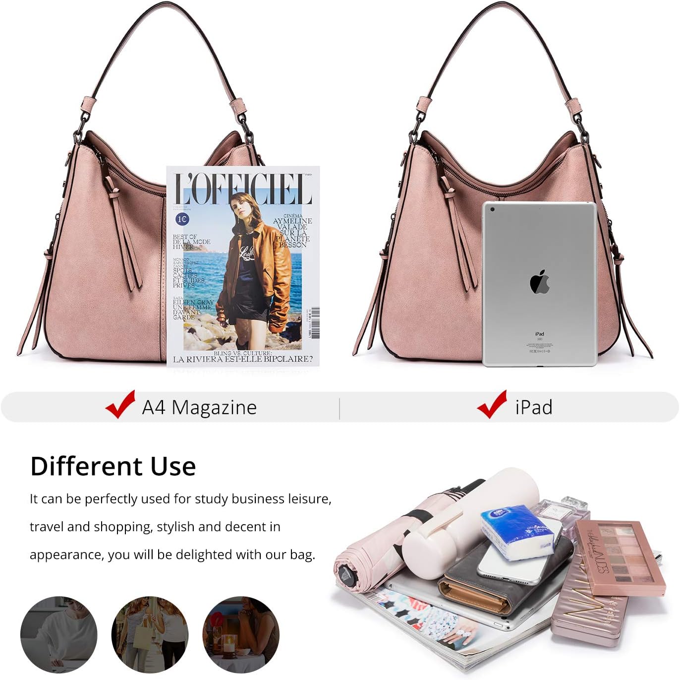 Hobo Crossbody Bag for Women, Designer Shoulder Purse Handbags