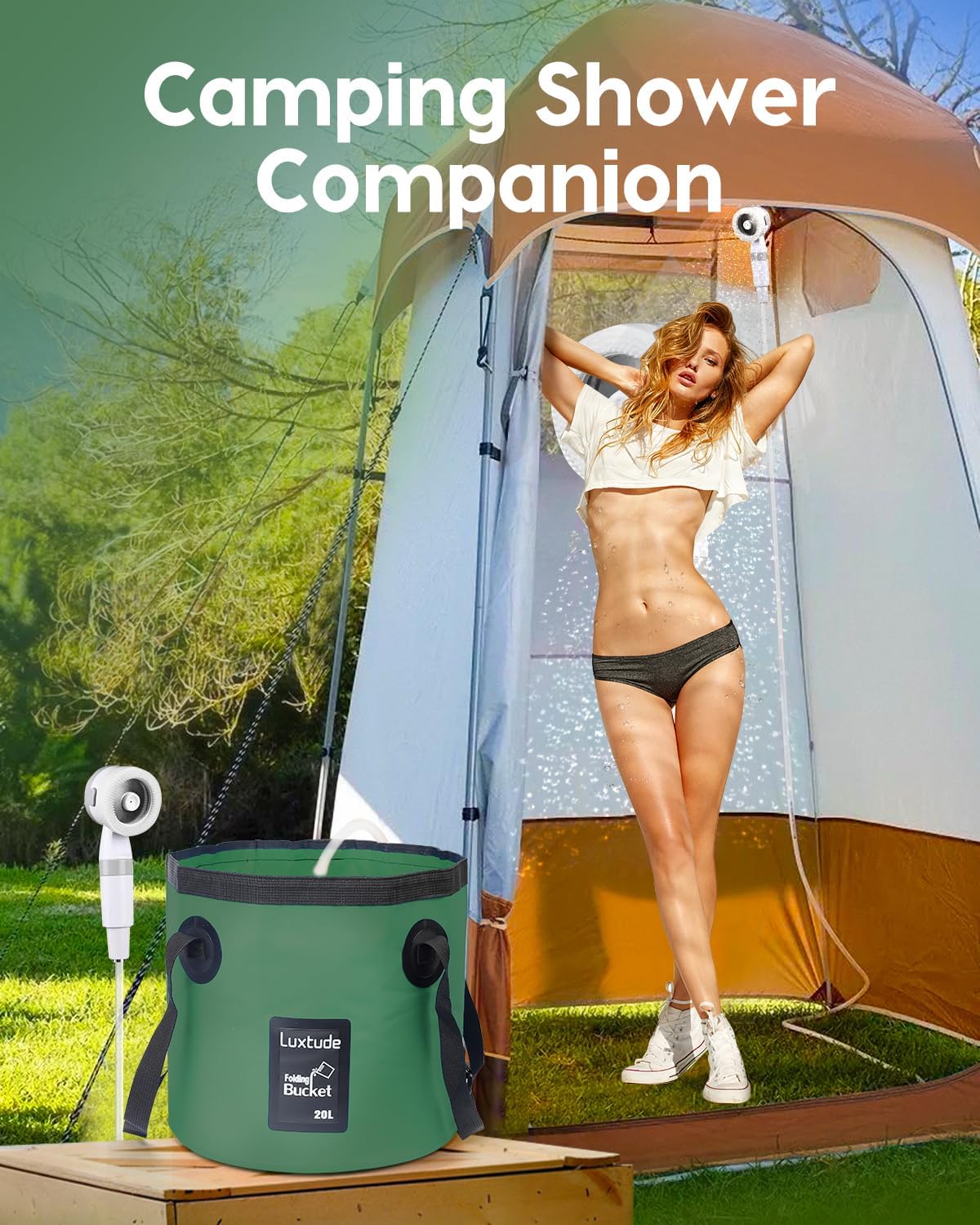 Luxtude Collapsible Bucket with Handle, Portable 5 Gallon Bucket for Camping, Fishing, Beach, Gardening, RV & Outdoor Emergency