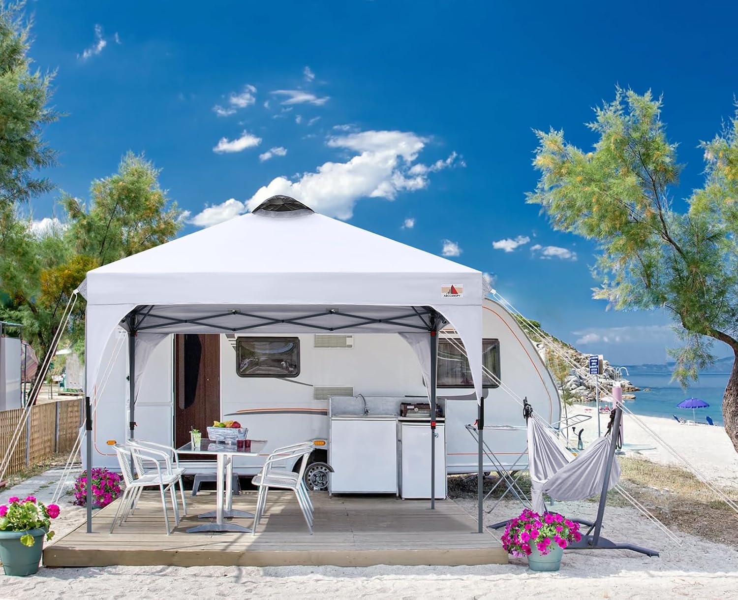 ABCCANOPY Outdoor Pop up Canopy Tent, 10x10 Instant Portable Canopy for Camping, Beach, Backyard,Gray | Water resistant & UV protection canopy, easy setup, with carry bag, ideal for camping, beach, backyard, market events