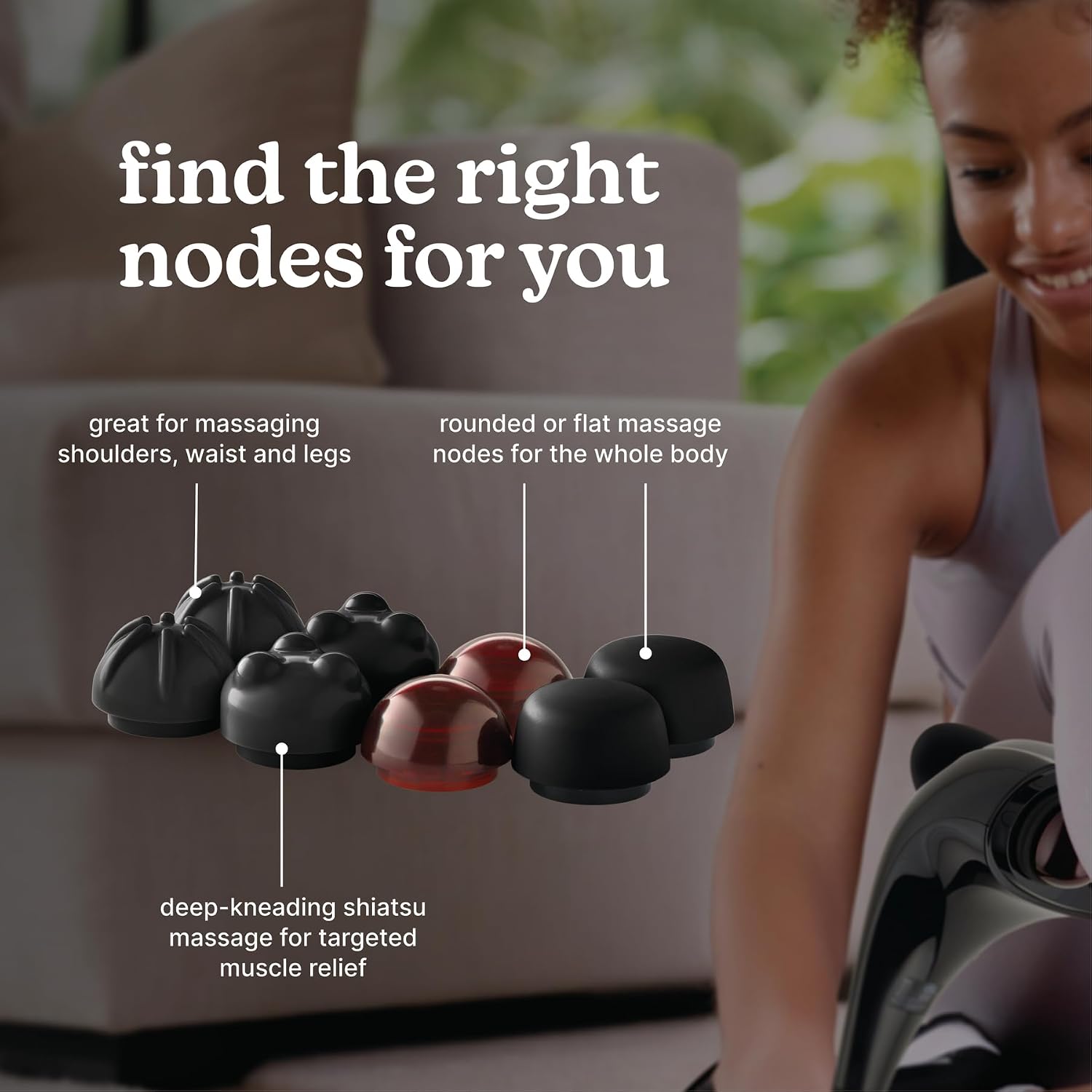 Homedics Handheld Back Massager with Heat, Deep Tissue Percussion Massager | Neck, Shoulders & Body Massage, 4 Custom Attachment Sets, Dual Node