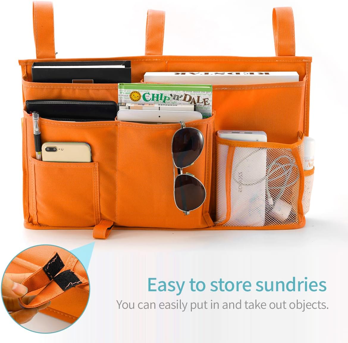 Bseash Bunk Bed Organizer, Bedside Caddy Hanging Bed Organizer Storage Bag 8 Pockets, for College Dorm Rooms Bed, Hospital Bed, Baby Bed Rails
