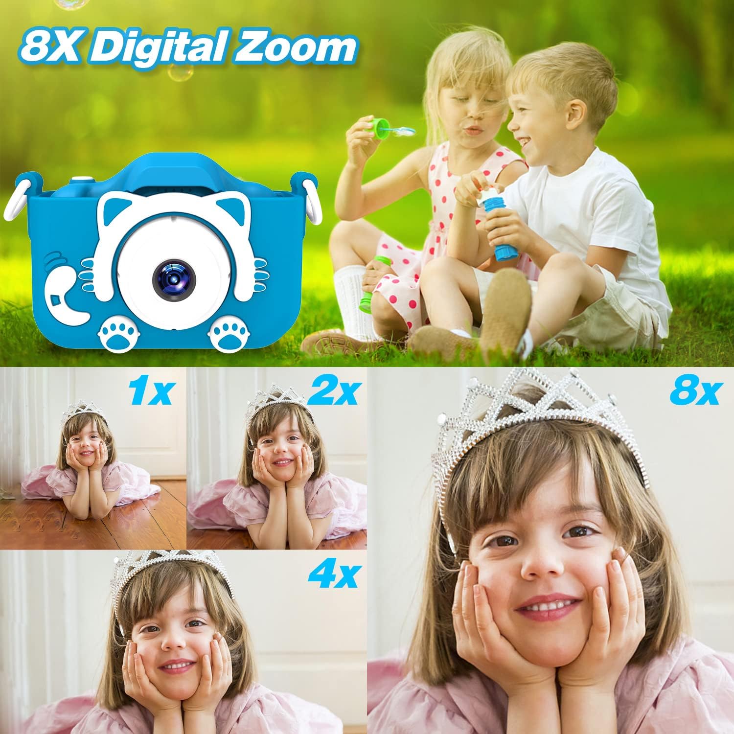 Goopow Kids Camera Toys for 3-8 Year Old Girls Boys,Children Digital Video Camcorder Camera with Cartoon Soft Cover, Best Chritmas Birthday Festival Gift for Kids