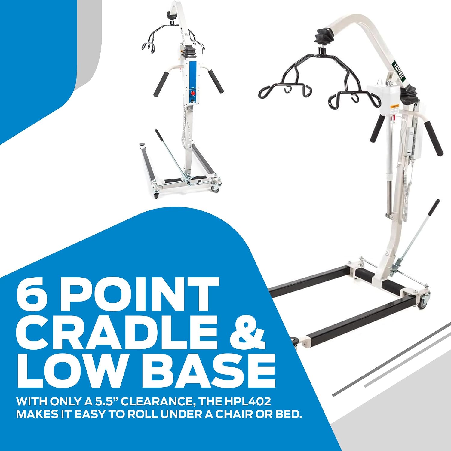 Joerns Hoyer HPL402 Classic Deluxe Electric Power Patient Lift | Safe Working Load 400 lbs.| Ergonomic Handle Grips | Adjustable U-Base
