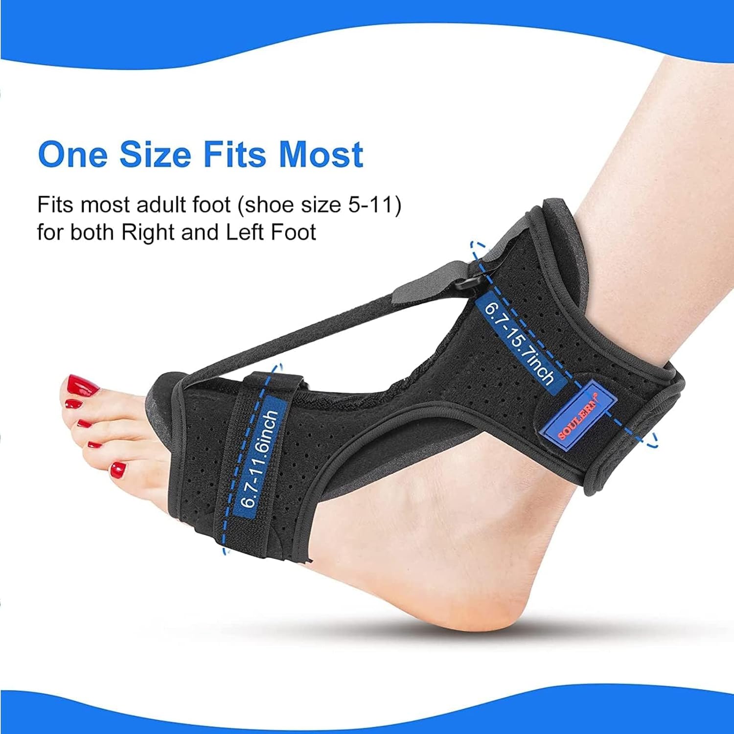 Plantar Fasciitis Night Splint Drop Foot Orthotic Brace, Adjustable Plantar Fasciitis Brace, Improved Dorsal for Effective Relief from Plantar Fasciitis, Achilles Tendonitis, Ankle Pain