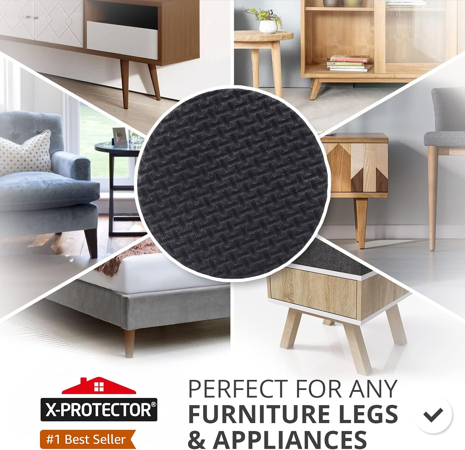 X-PROTECTOR Non Slip Furniture Pads – 12 Premium Furniture Grippers 3"! | Best SelfAdhesive Rubber Feet Furniture Feet – Ideal Non Skid Furniture Pad Floor Protectors – Keep Furniture in Place!