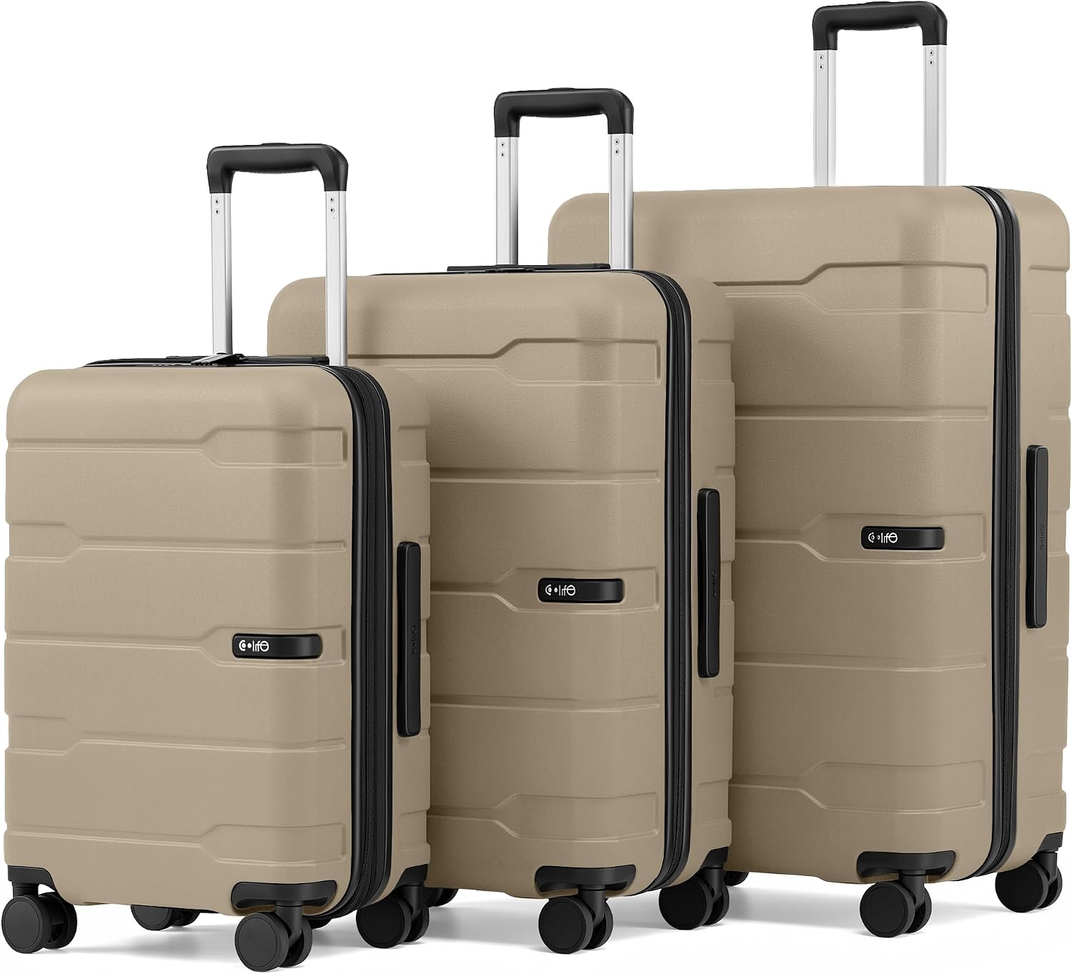 Coolife Medium Checked Luggage Hardside Suitcase with Spinner Wheels, 24in | Lightweight ABS+PC, Rolling Travel Suitcase with TSA Lock, Spinner Wheels, Durable Zipper, Charcoal