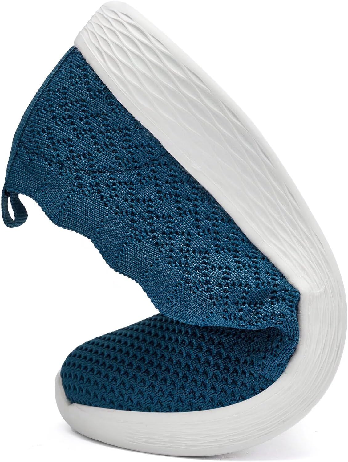 poemlady Women's Walking Shoes Slip On Knit Mesh Loafers Round Toe Flat