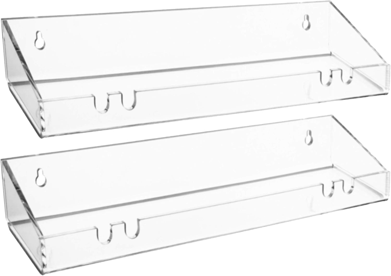 AMT 2 Pack Acrylic Floating Shelves, 15" L x 4" W, Clear Bathroom Wall, Bookshelves, Invisible Display for Office, Bedroom