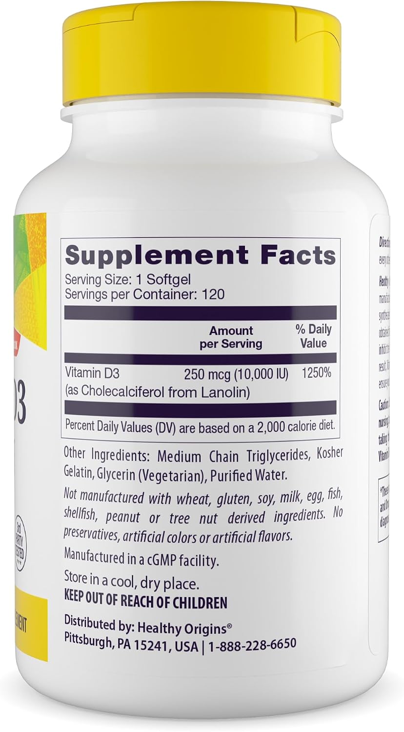 Healthy Origins Vitamin D3 10,000 IU 250 mcg, 360 Softgels