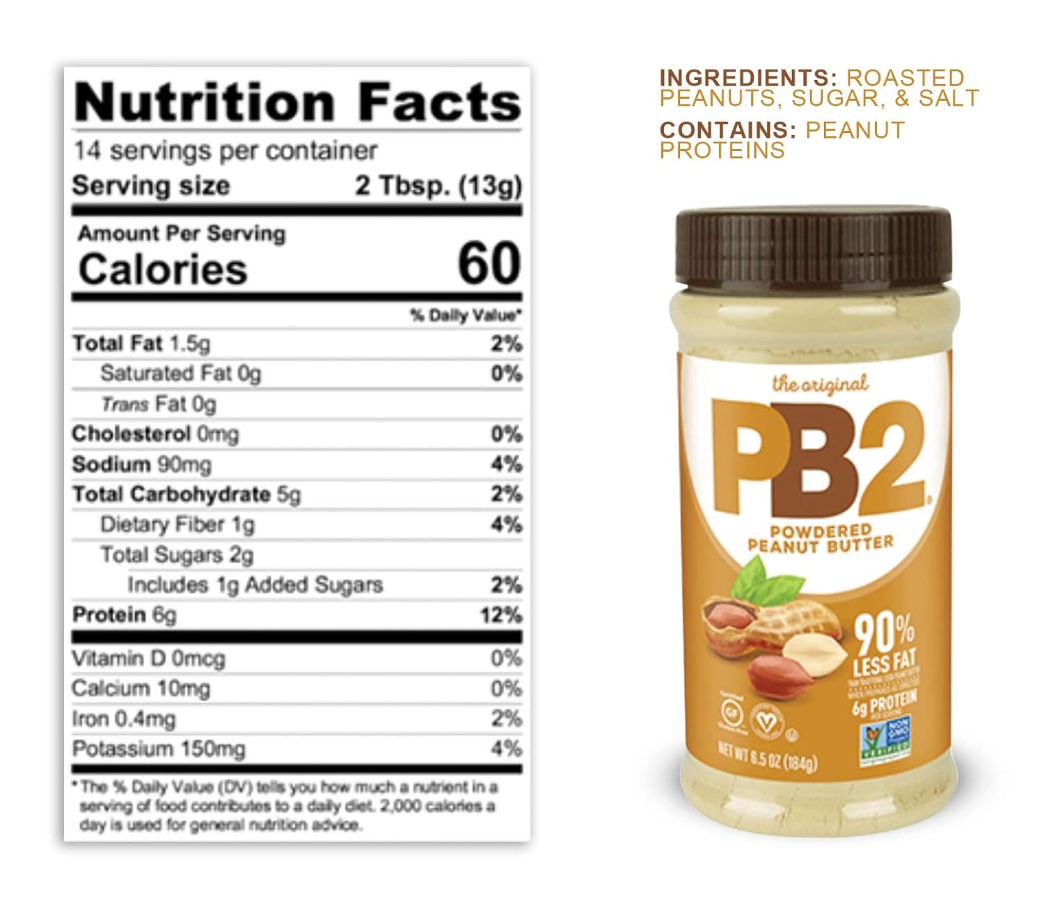 PB2 Powdered Peanut Butter Bundle - Original PB2 and Cocoa PB2 Peanut Butter Powder (Two 16oz Jars)