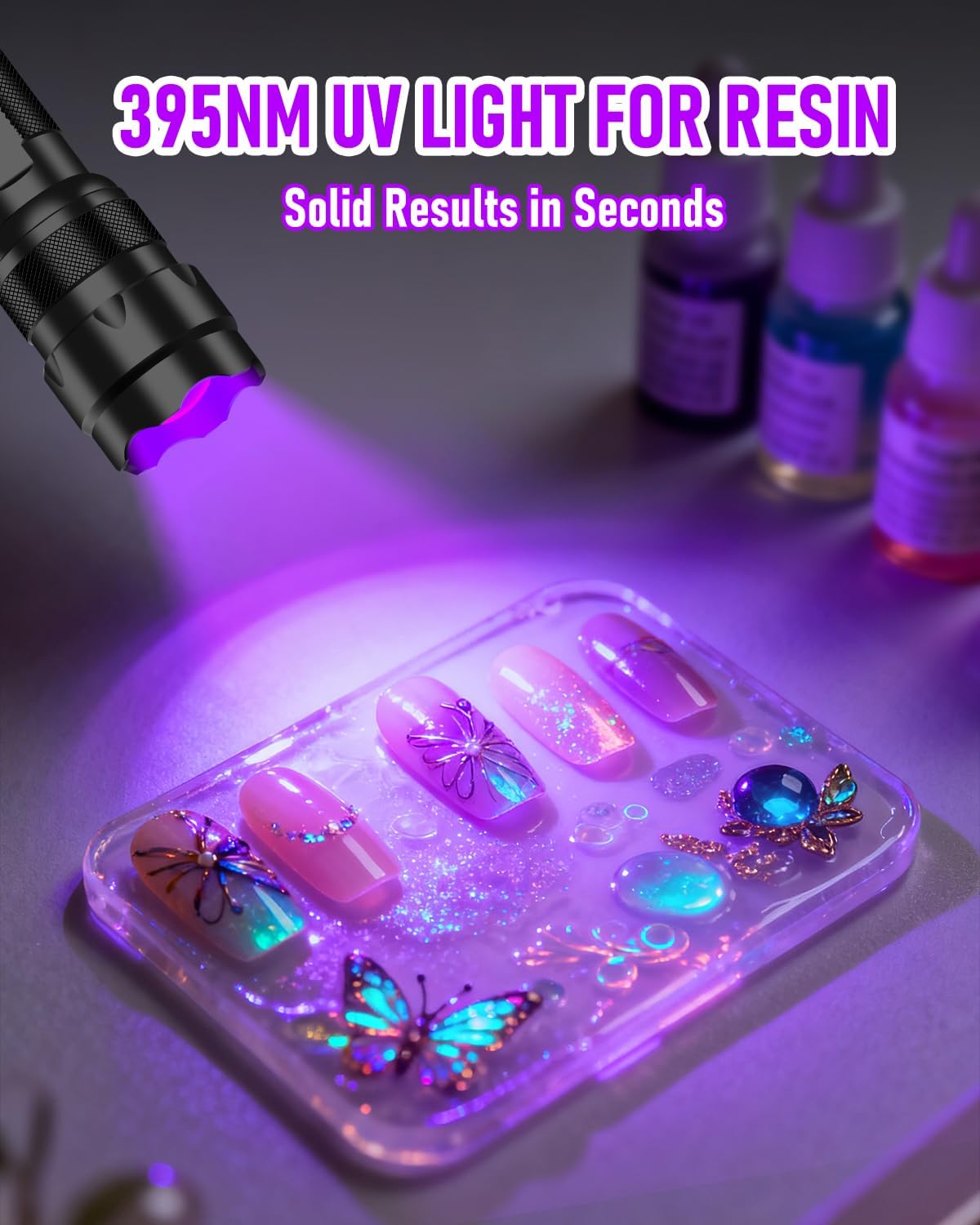 ULTRAFIRE 395-405nm UV Flashlight for Resin Curing, Zoomable Black Light