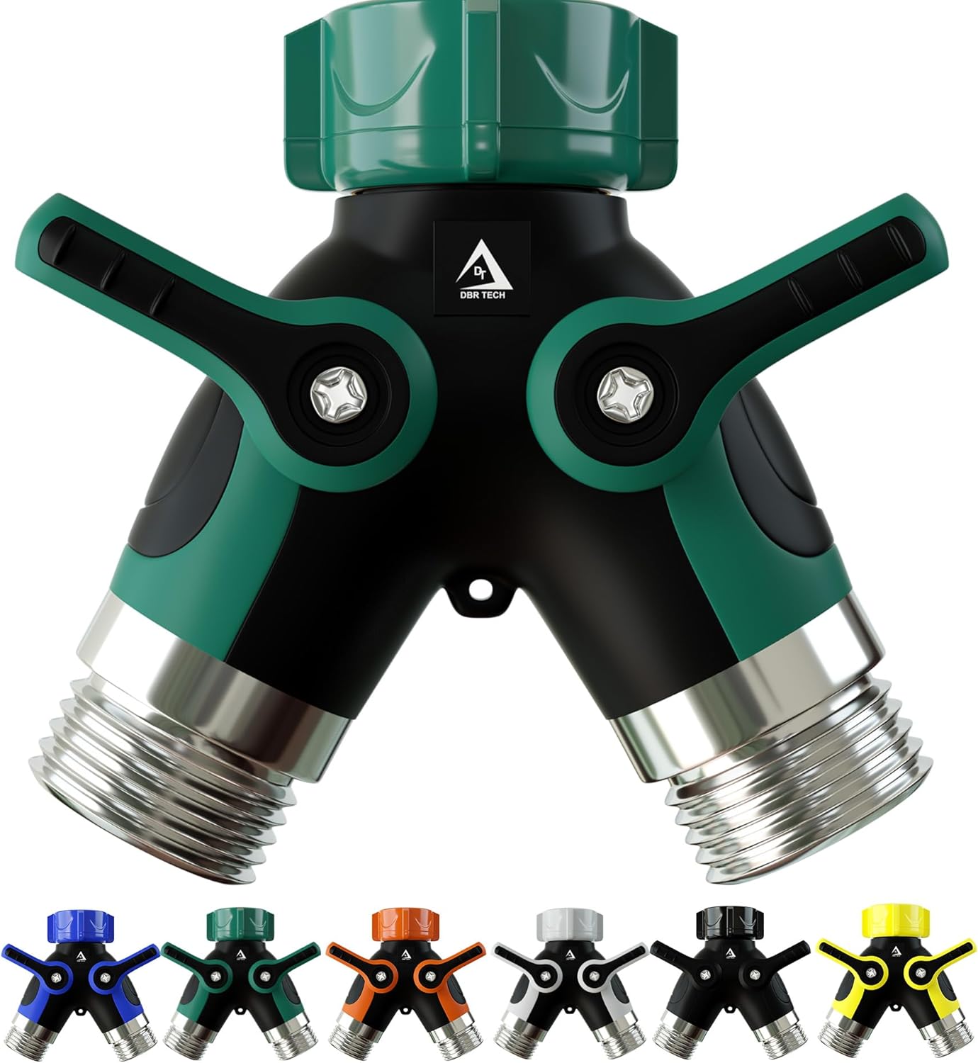 DBR Tech® Hose Splitter 2 Way, Heavy Duty Metal Connector, Two Way Garden Hose Splitter, High Flow Spigot Faucet Bib Adapter
