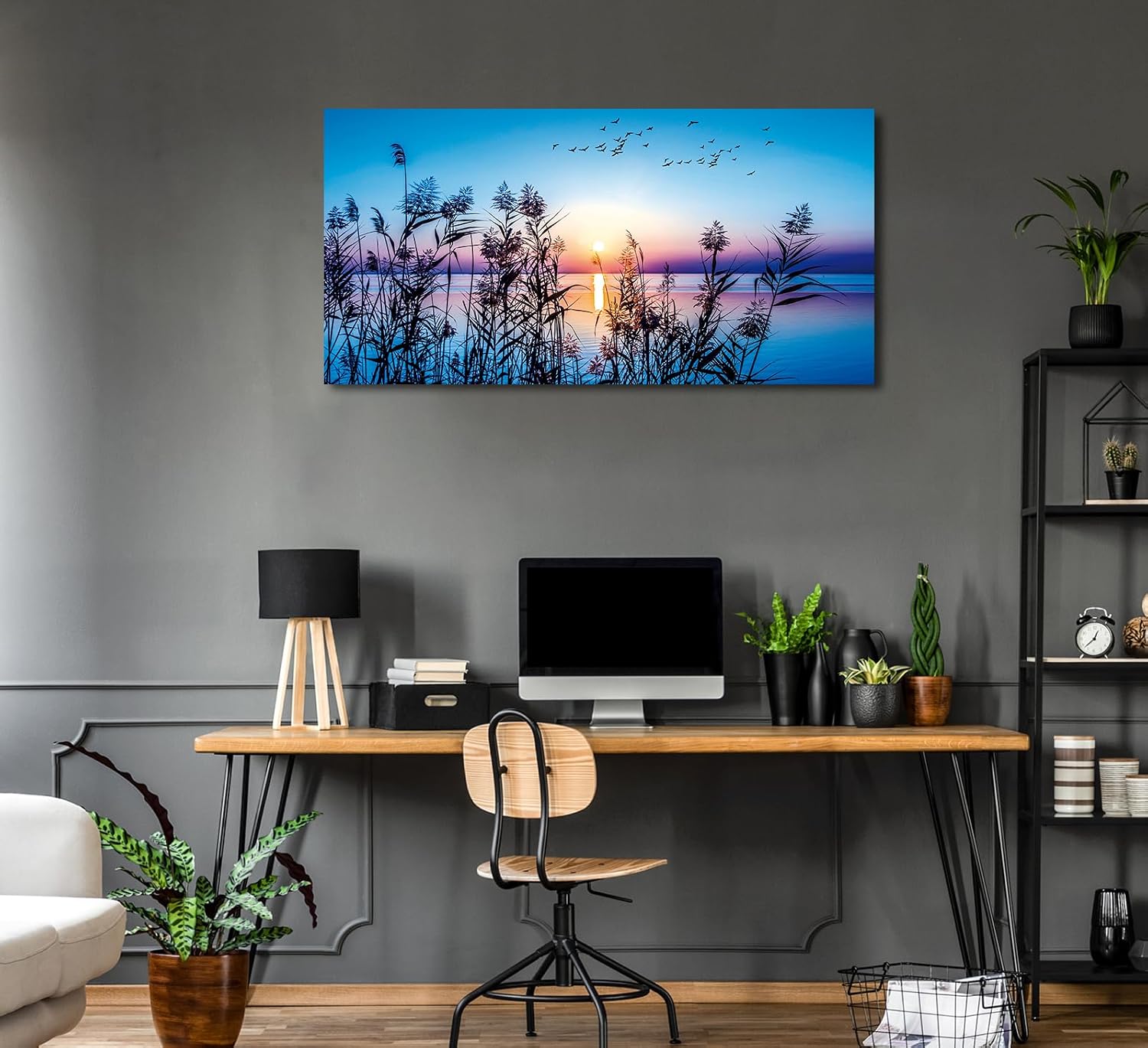arteWOODS Ocean Wave Canvas Wall Art Beach Sunset Pictures Coastal Nature Artwork Blue Sea Painting Prints for Living Room Bedroom Home Office Decoration 20" x 40"