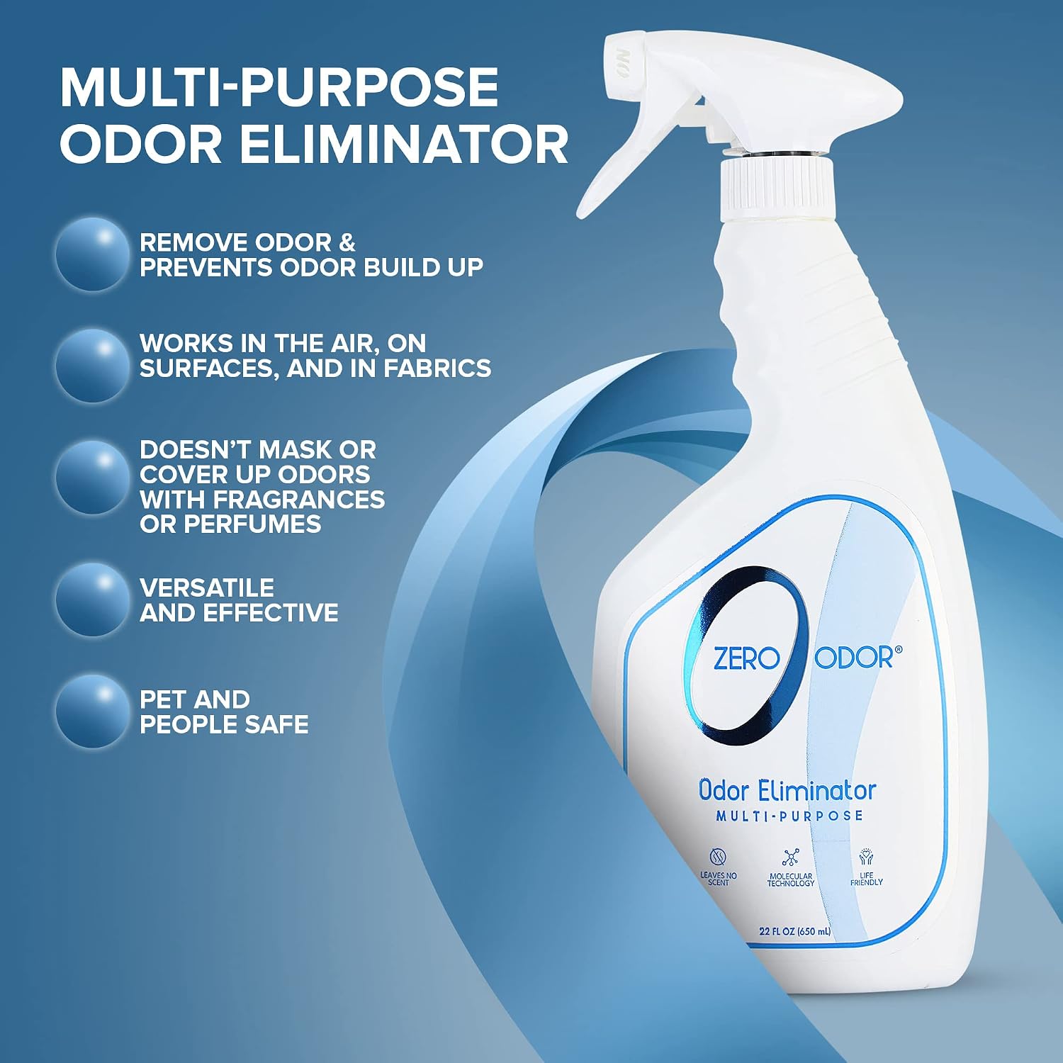 Zero Odor - Multi-Purpose Strong Odor Eliminator for Home, Office, Car, Bathroom, Hotel, Room Deodorizer, and Odor Neutralizer, 16oz