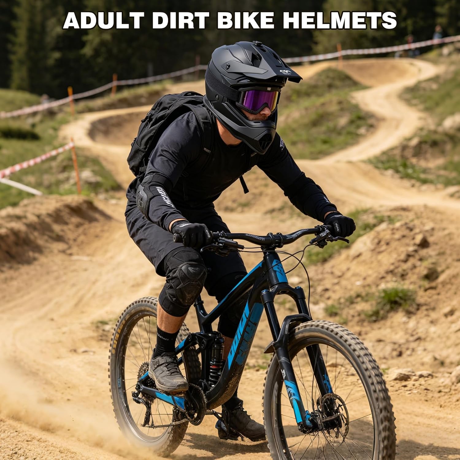 Adult Dirt Bike Helmet DOT Approved,WS901 Full Face Motocross Set | Includes Goggles Gloves,adjustable visor and washable liner for UTV MX Dirtbike ATV OffRoad