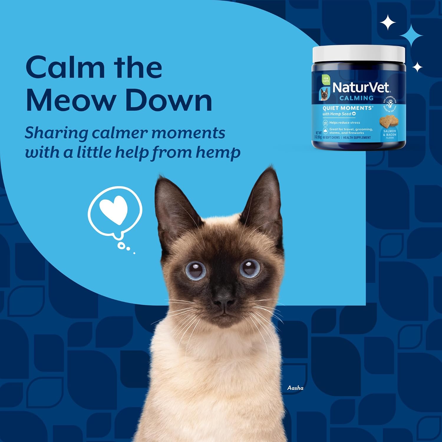 NaturVet Quiet Moments Calming Plus Melatonin Cat Supplement - 50 Count | Calming Aid for Cats - Reduce Stress, Pet Storm Anxiety, Motion Sickness - Great for Grooming, Separation and Travel