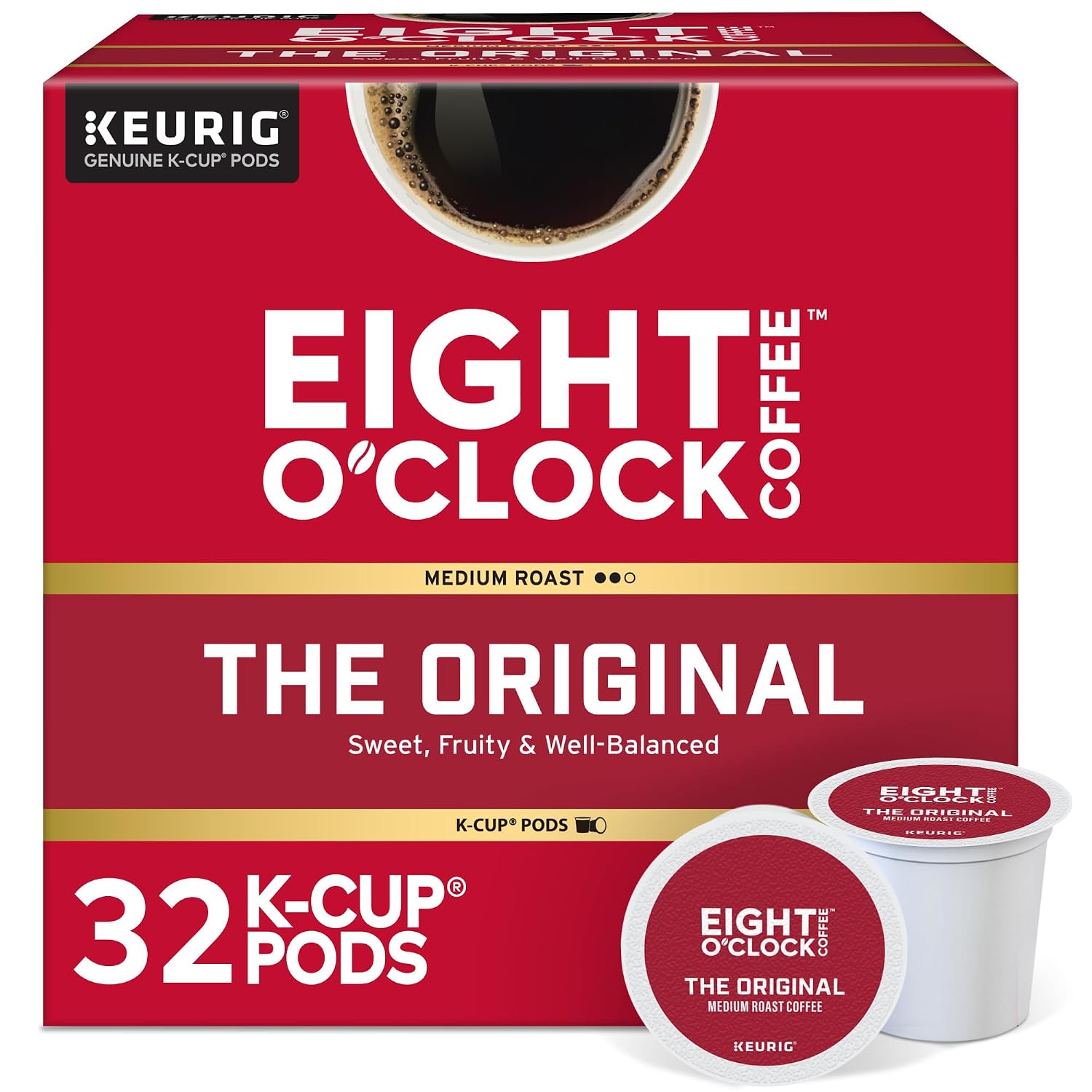 Eight O'Clock Coffee The Original, Single-Serve Keurig K-Cup Pods, Medium Roast Coffee Pods, 72 Count