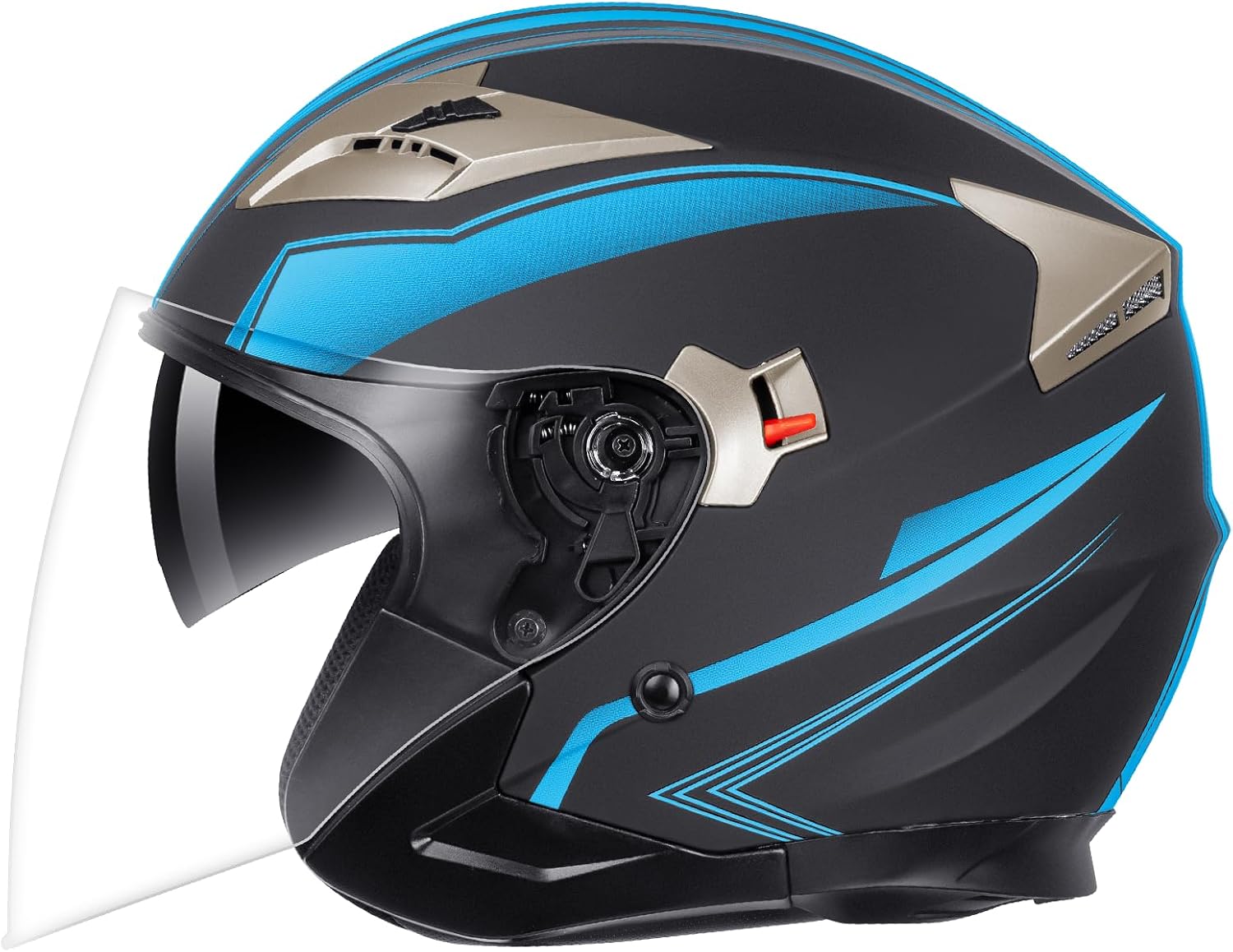 YEMA Open Face Motorcycle Helmets, DOT Approved 3/4 Moped Helmet Dual Visor Quick Release Buckle, Helmets for Adults Motorcycle Men Women Helmets for Moped Scooter Streey