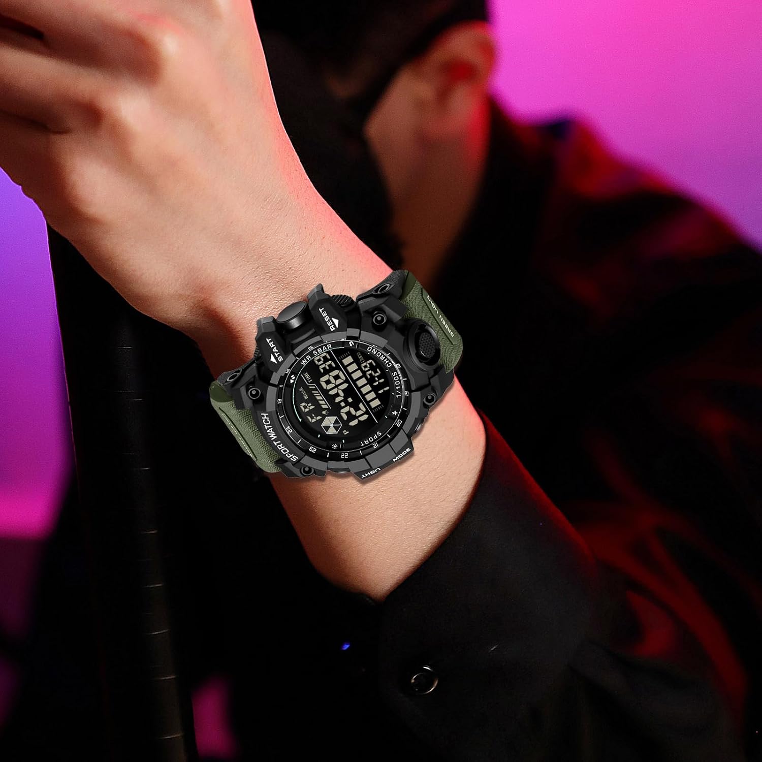 FANMIS Men's Digital Sport Watch Military LED Alarm Waterproof Quartz Watch | Tactical Outdoor Sport Watch Multi Function Led Display Alarm Stopwatch Date Quartz Rugged Style Daily Water Resistance