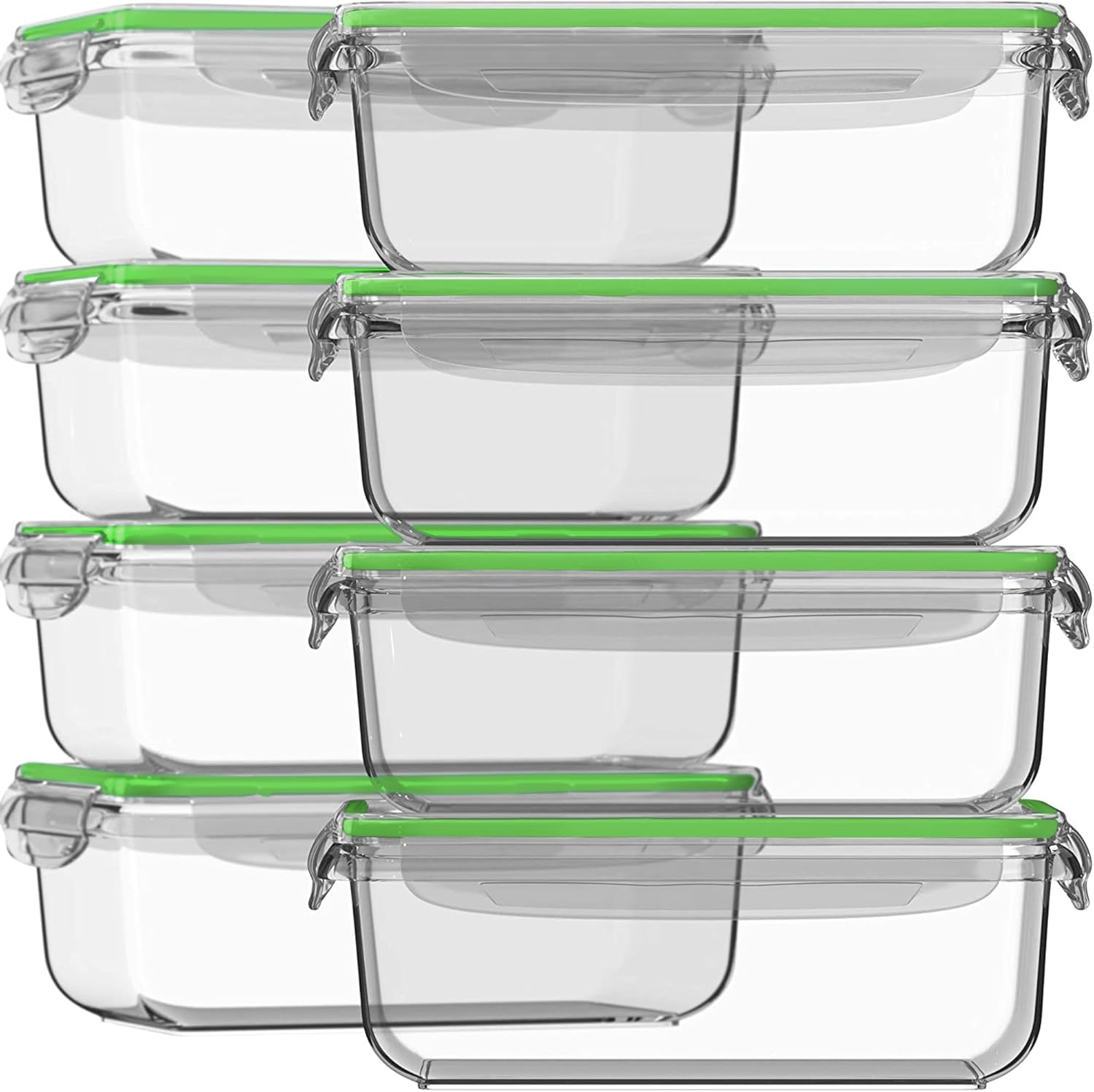 Razab 16 Pc (Set of 8) 30 Oz Glass Meal Prep Containers with Lids, Airtight Large Glass Food Storage Containers, Reusable Leak Proof BPA Free, Freezer to Oven and Dishwasher Safe