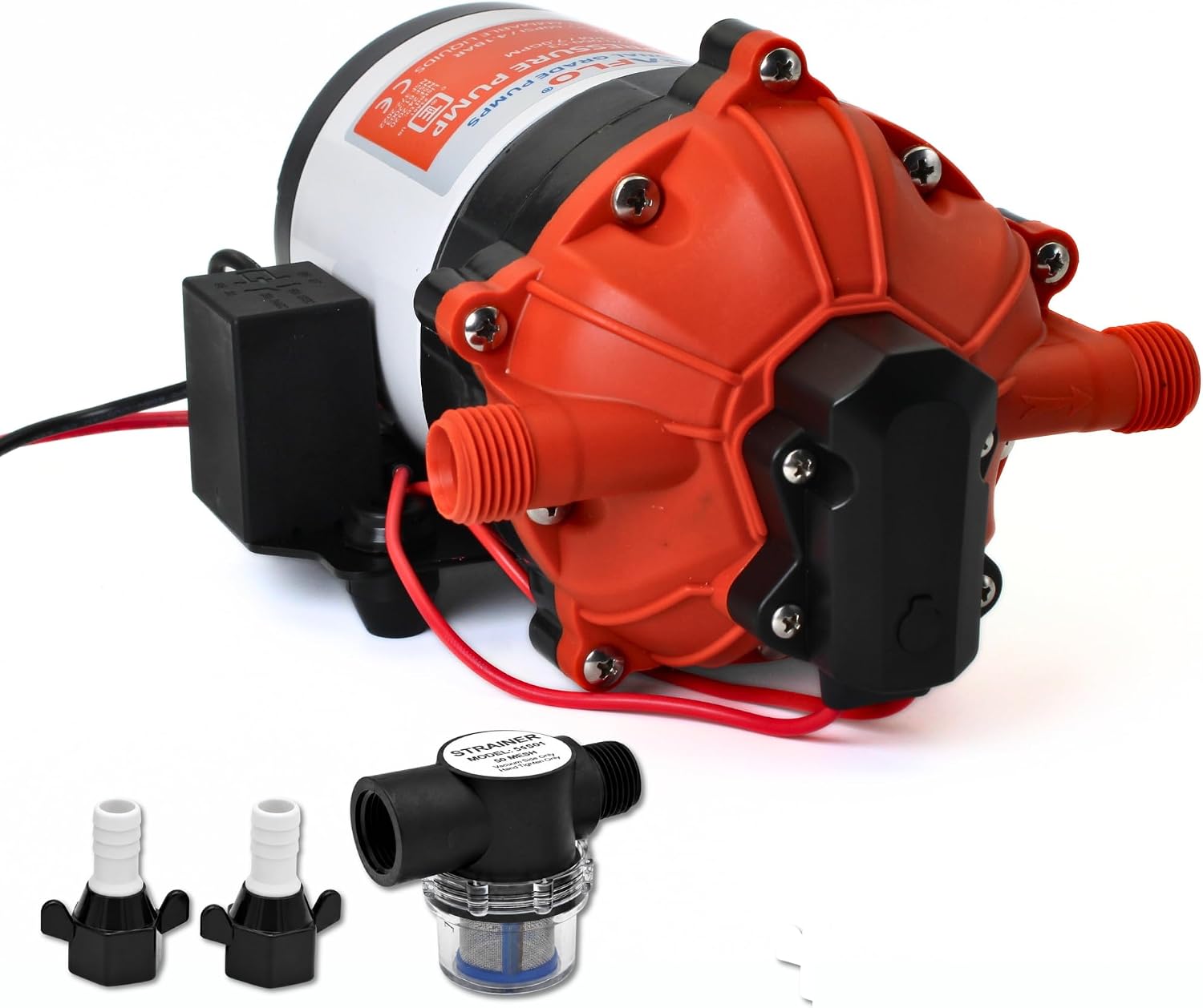 SEAFLO 55 Series 12V RV Water Pump 5.5 GPM 60 PSI Diaphragm Pump Heavy Duty Pressure Switch Built In Bypass Self Priming Quiet High Flow RV Marine Off Grid Freshwater System 4-Year Warranty