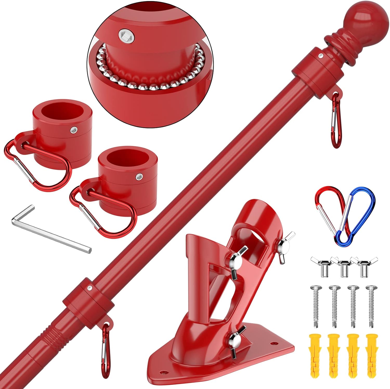 ZMTECH Flag Pole - Upgraded Bracket, 6 FT Stainless Steel Flag Poles for Outside House, Residential or Commerical