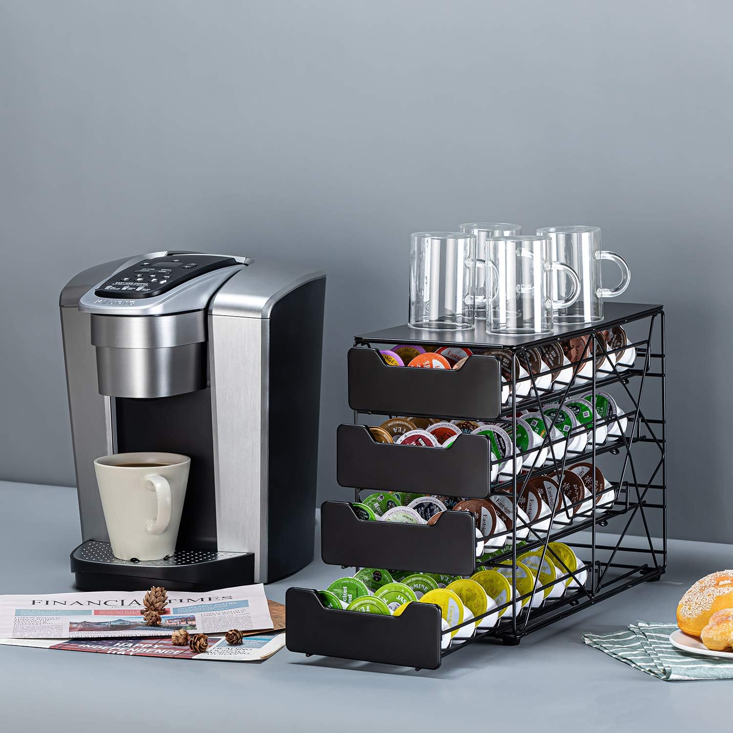 k cup Holders for Counter Small for Keurig k-cup Holder for mr Coffee for Tea (105 pods-5 tiers)